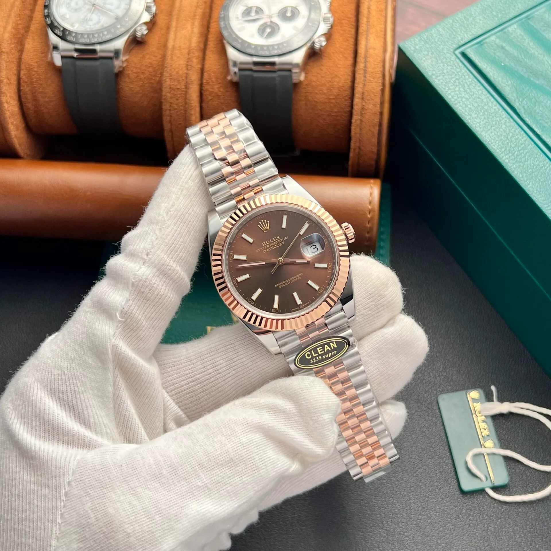 Superclone Datejust schokoladenbraunes Zifferblatt 126331 Jubilee Detailansicht