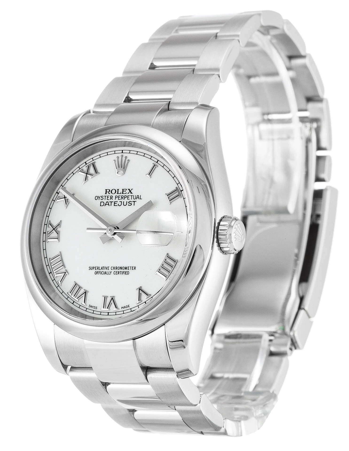 Datejust weißes Zifferblatt 116200-2 Schrägansicht