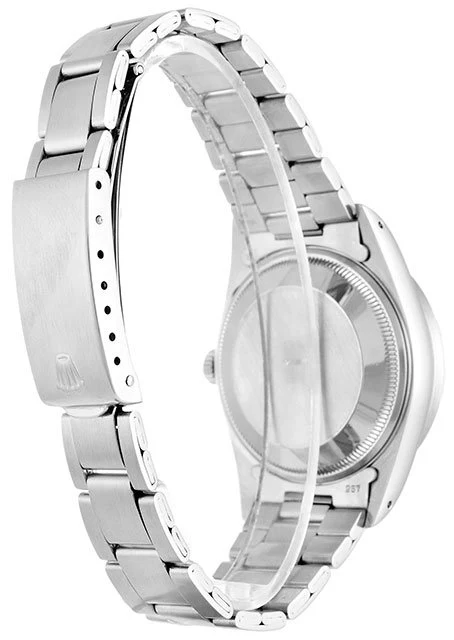 Oyster Perpetual Date silberfarbenes Zifferblatt 15210 Schrägansicht