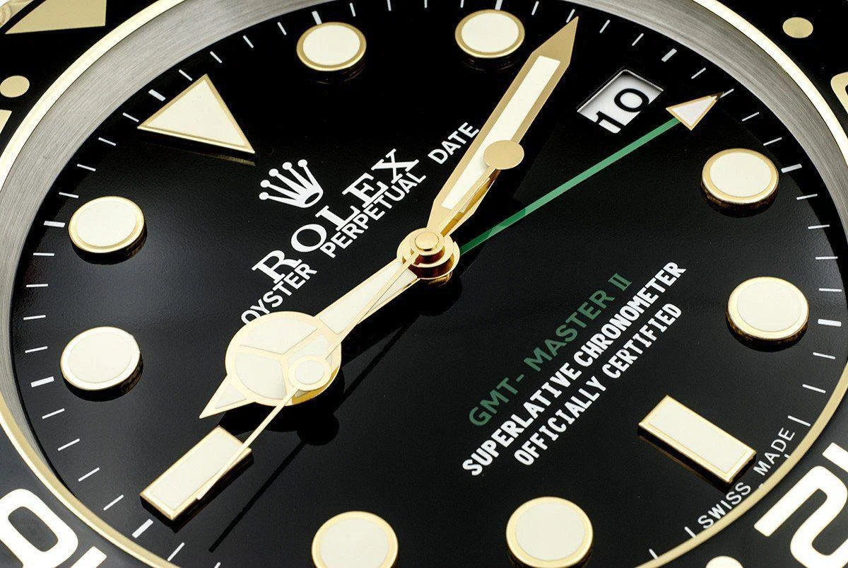 Wanduhr – GMT MASTER II Gold Profilansicht