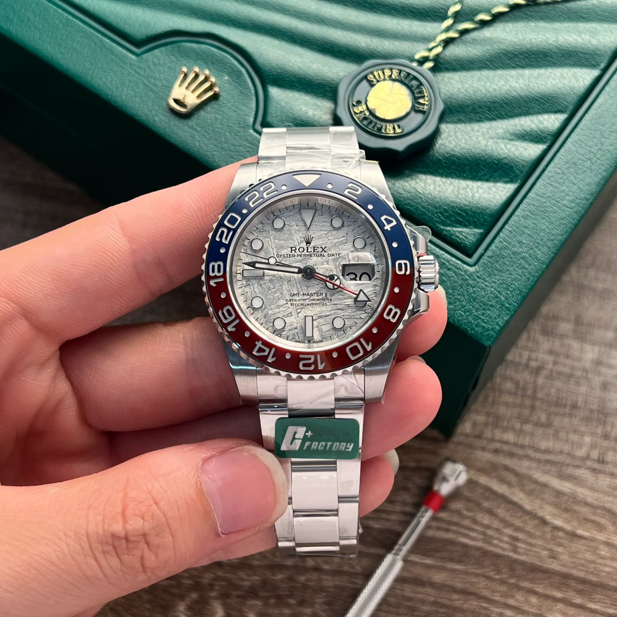 GMT Master II Superman Meteorit-Zifferblatt Blau Rot Lünette
