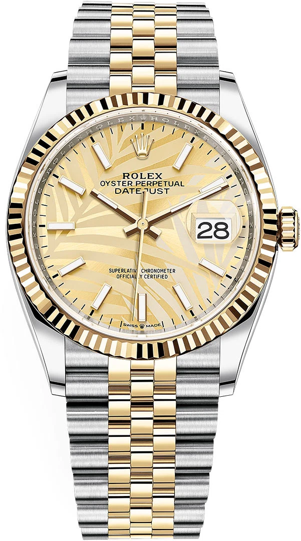 Datejust Gold Zifferblatt mit Palmenmotiv 126233