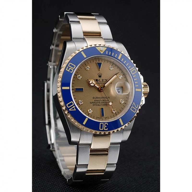 Submariner goldfarbenes Zifferblatt rl55 Schrägansicht