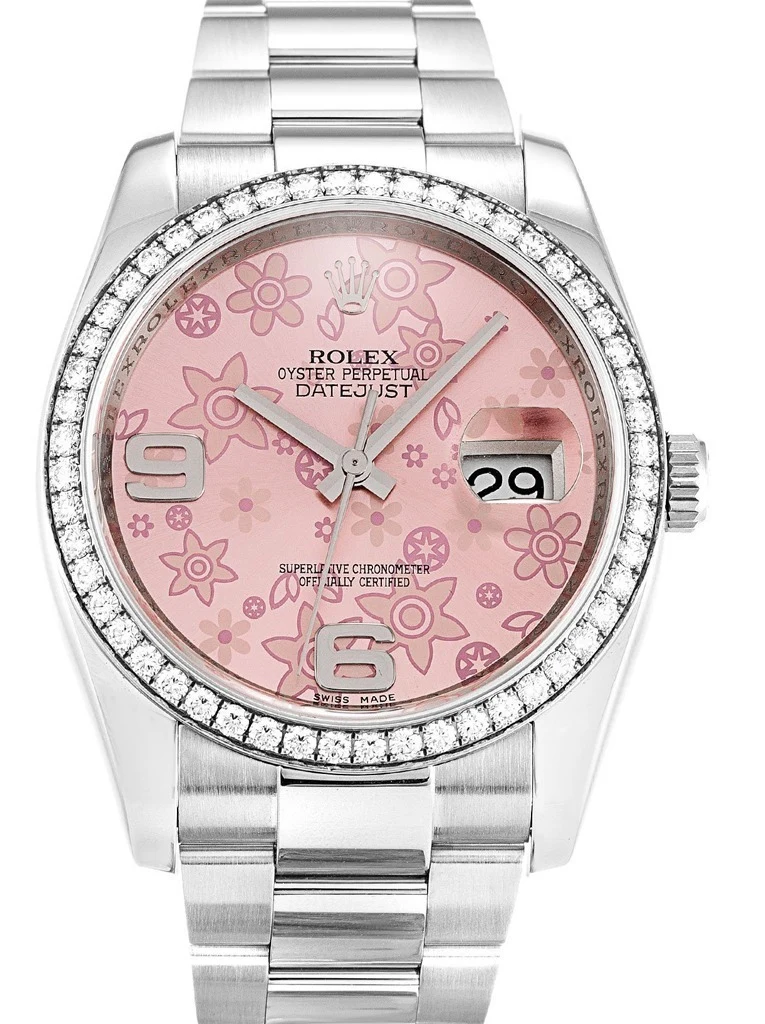 Datejust rosafarbenes Zifferblatt mit Blumenmuster 116244
