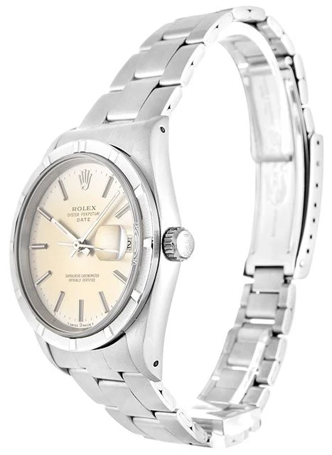 Oyster Perpetual Date silberfarbenes Zifferblatt 15210 Perspektivansicht