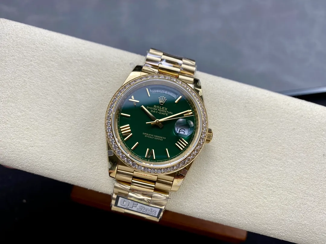 Day-Date Grün Ombre Zifferblatt mit Diamantbesatz Lünette Presidential Zifferblatt