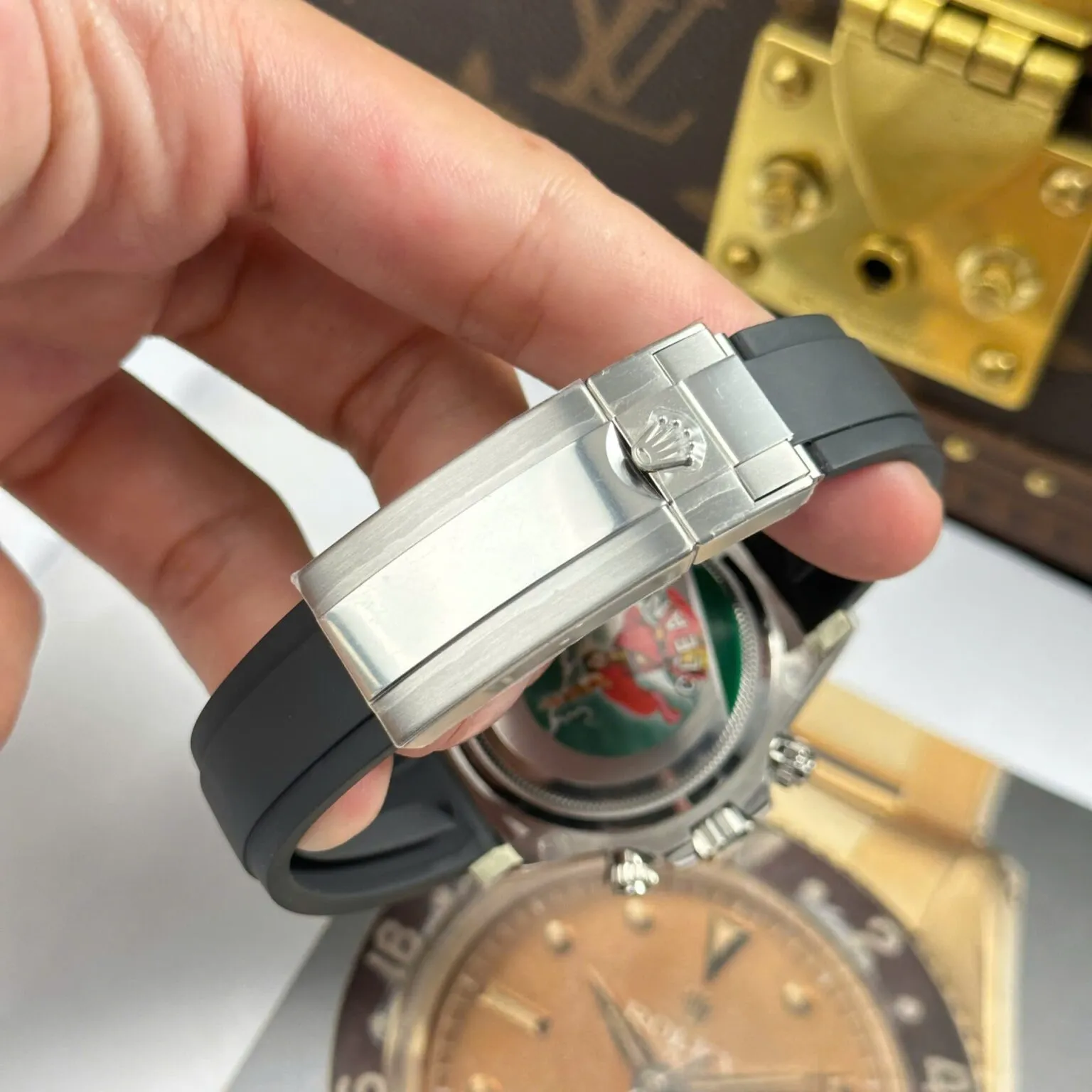 Daytona schwarzes Zifferblatt Schwarz Lünette Oysterflex Armband