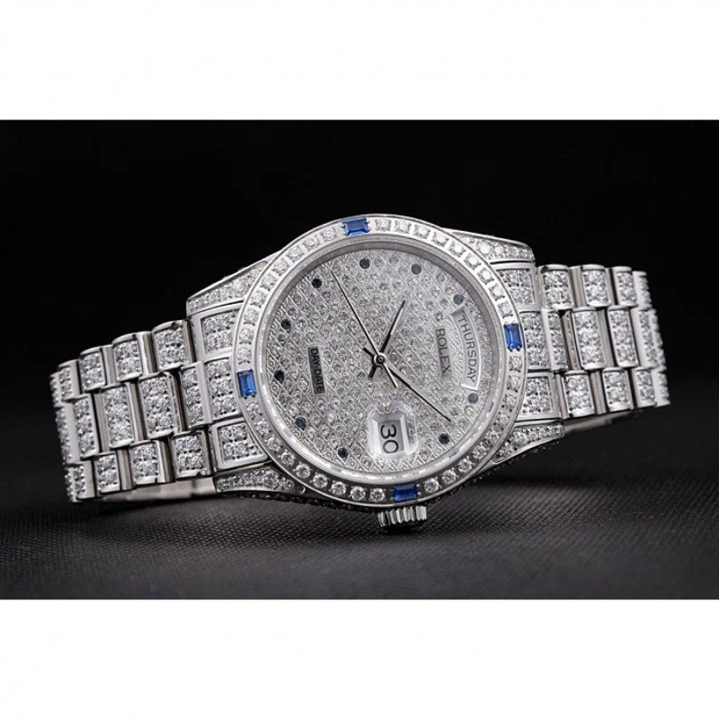 Superclone Day-Date Zifferblatt mit Diamantbesatz 621613 Nahaufnahme