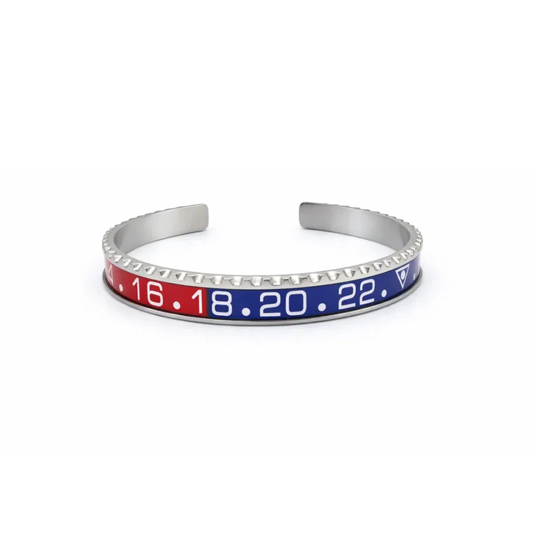 Pepsi Rot-Blau GMT Titanstahl Cuff Armband on Weiß background