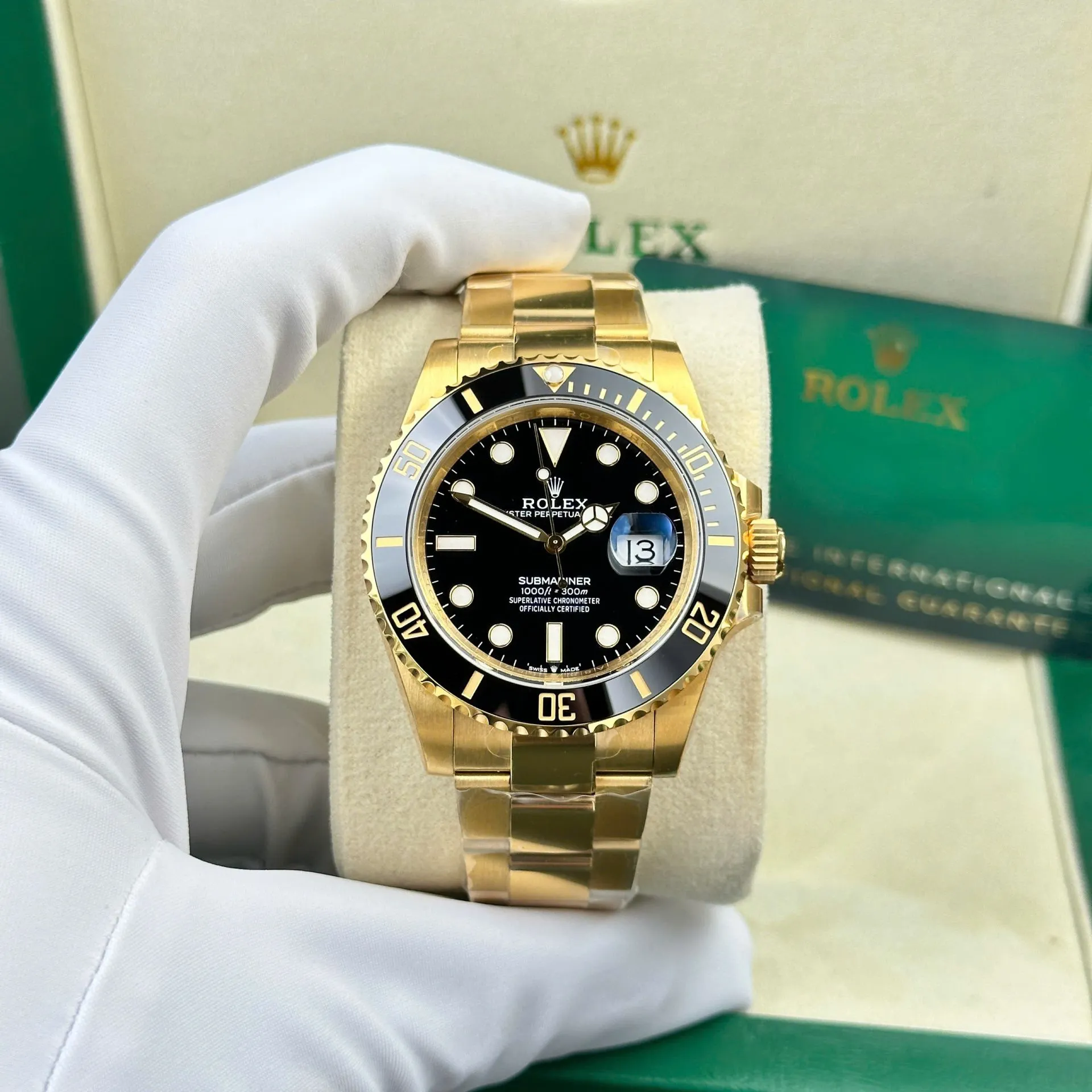Submariner schwarzes Zifferblatt Gold Oyster Armband