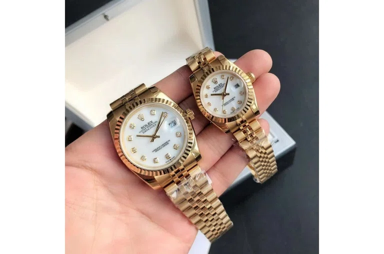 Datejust Roségold/Roségold Jubilee Weiß/Zifferblatt
