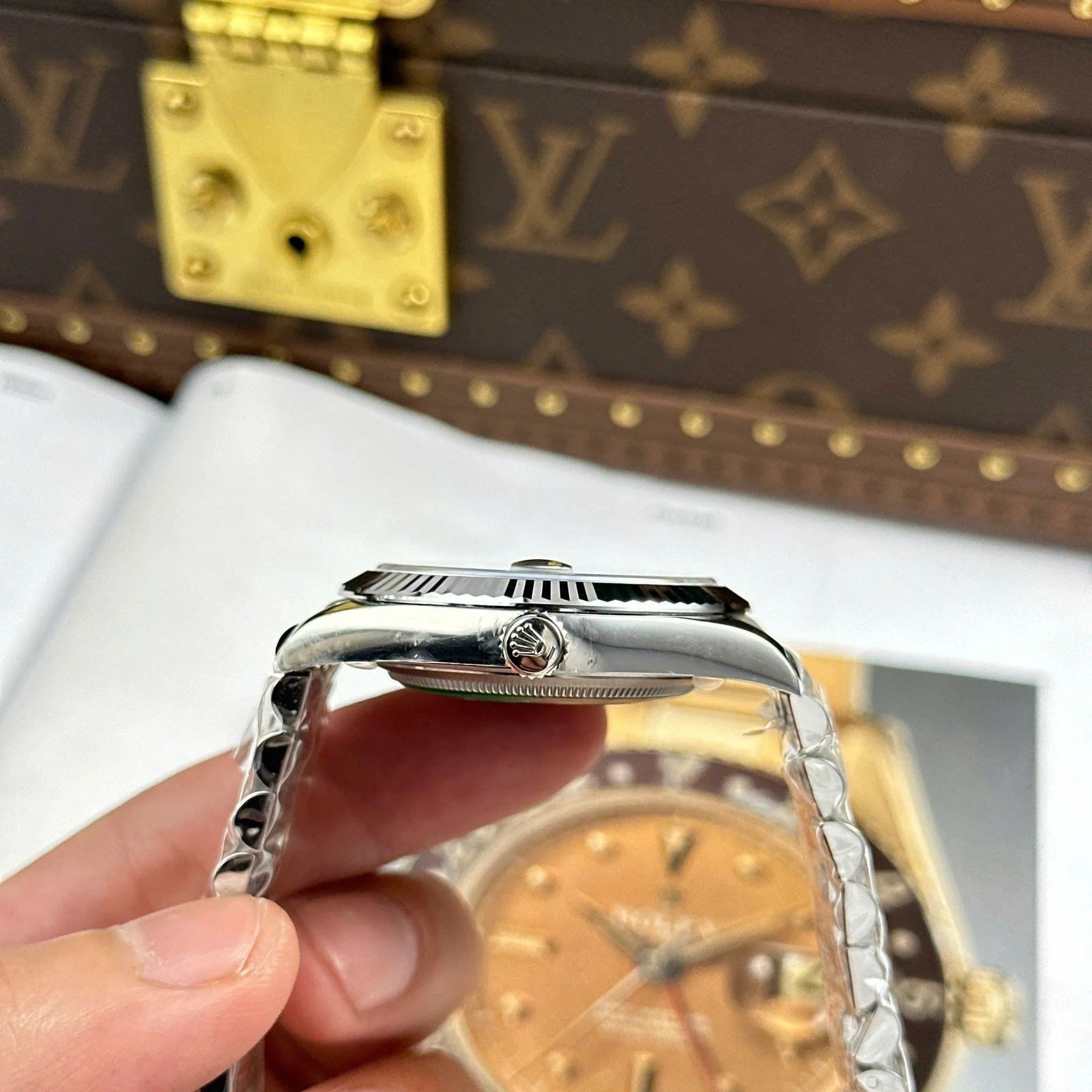 Datejust schiefergraues Zifferblatt Geriffelt Lünette Jubilee Armband