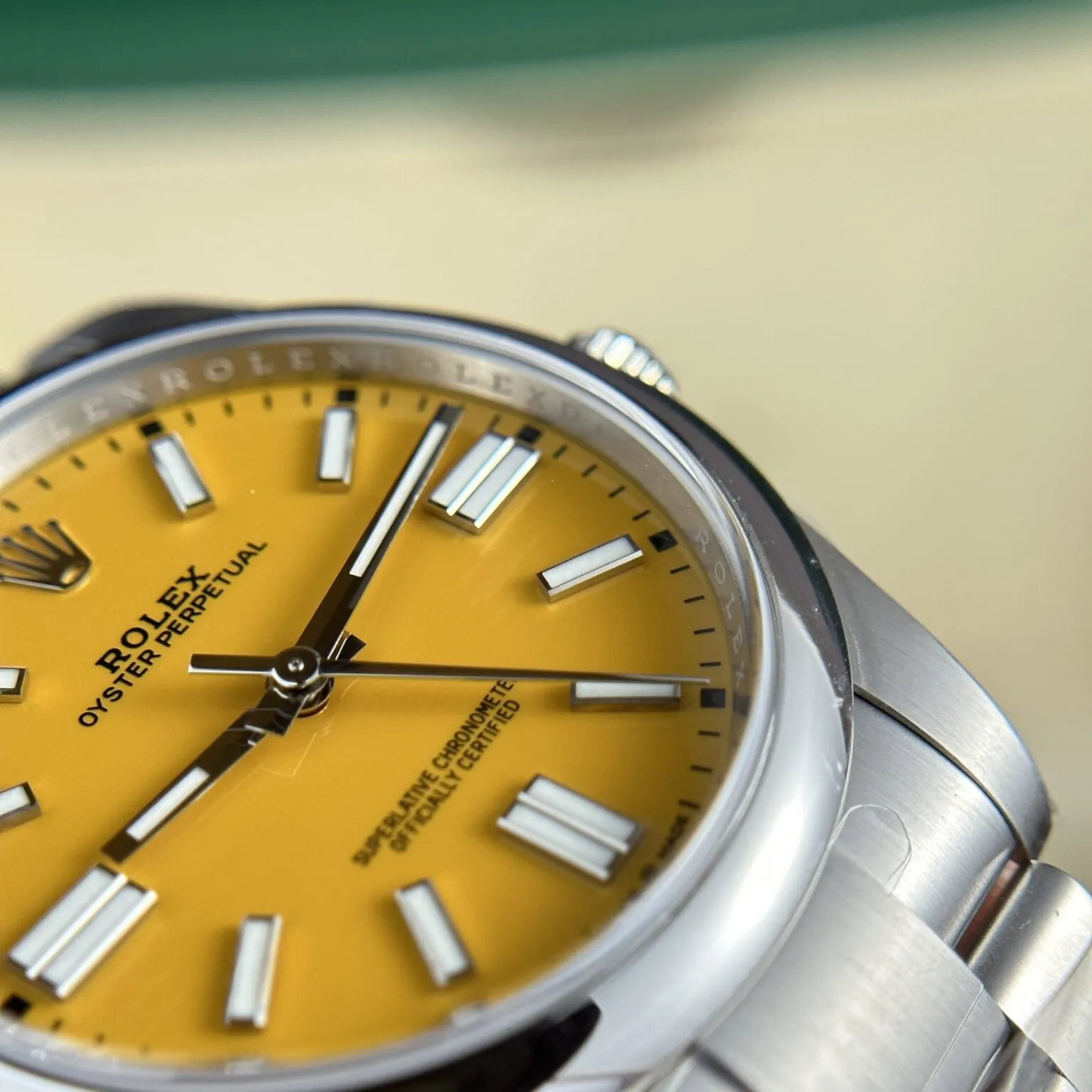 Oyster perpetual gelbes Zifferblatt Oyster Armband