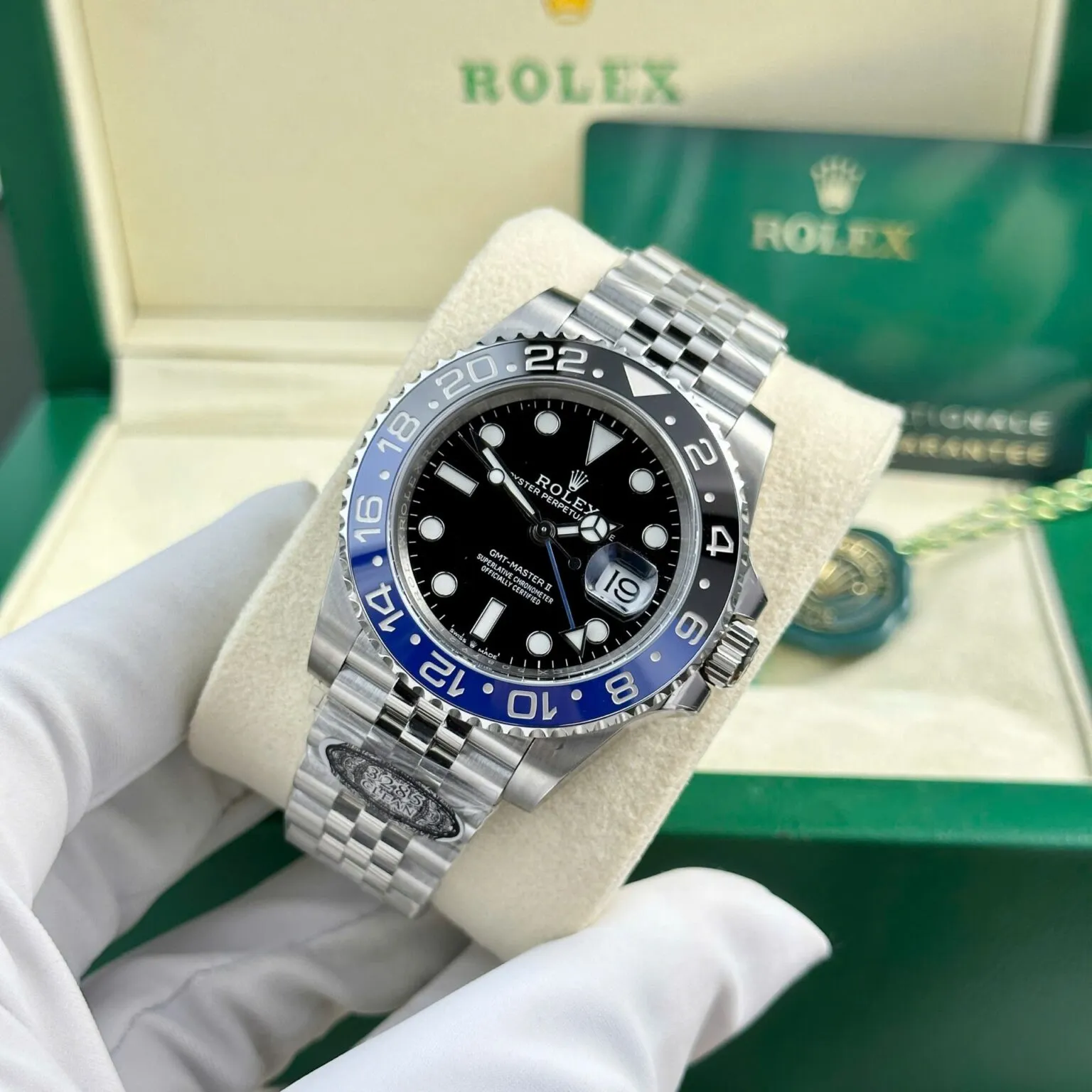 GMT Master II Batgirl schwarzes Zifferblatt Schwarz Blau Lünette Jubilee Armband