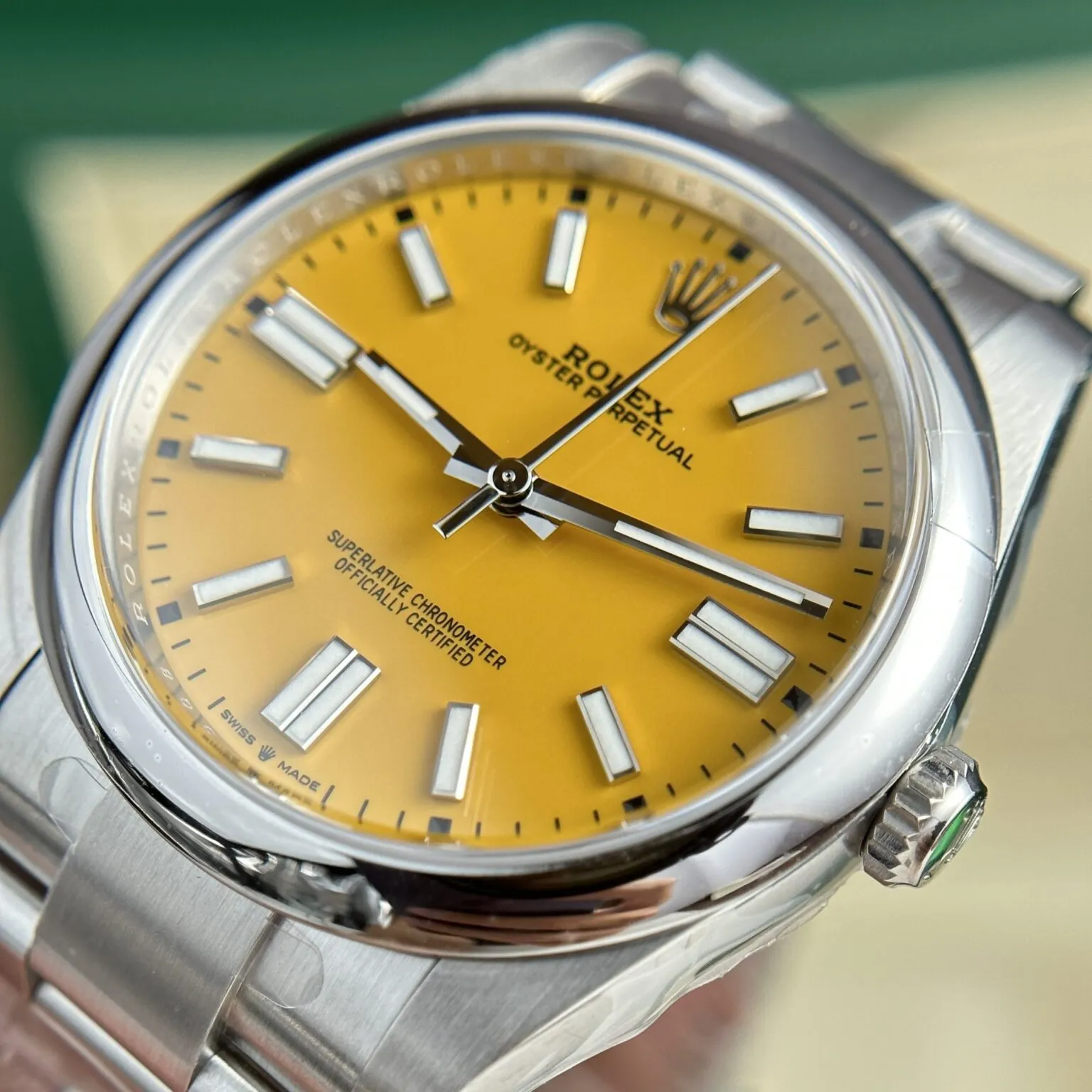 Oyster perpetual gelbes Zifferblatt Oyster Armband