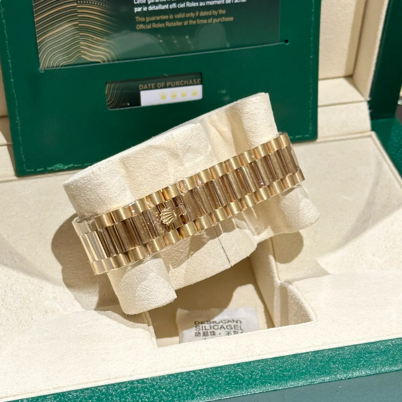champagnerfarbenes Zifferblatt mit Diamantbesatz Lünette Gold presidential Armband