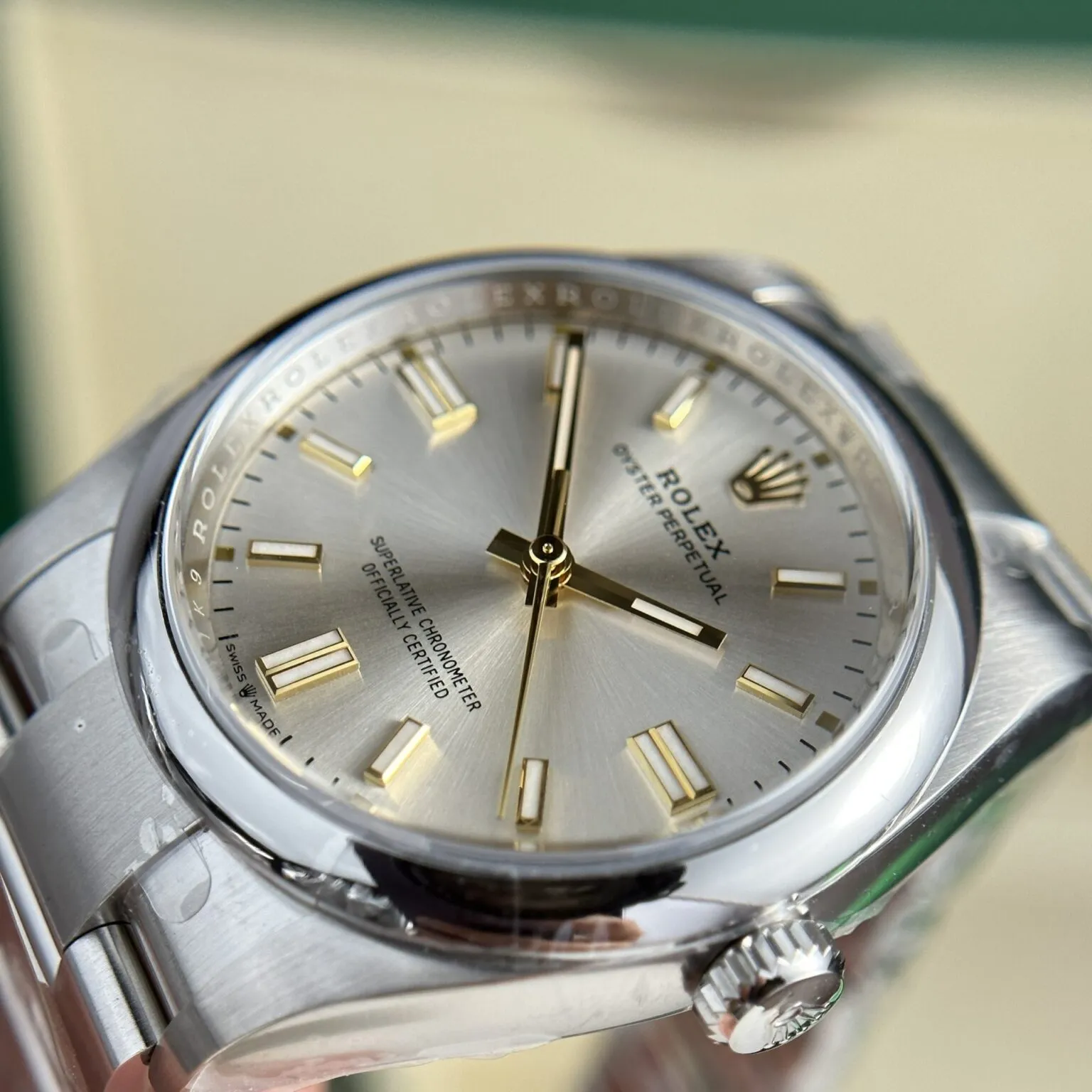 Oyster Perpetual silberfarbenes Zifferblatt Oyster Armband