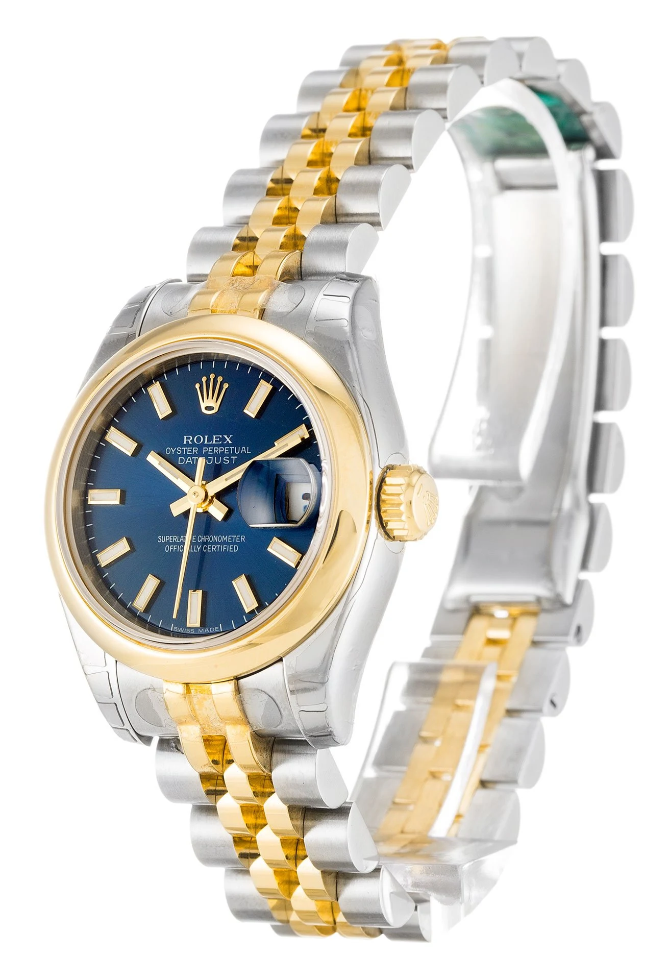 Lady-Datejust blaues Zifferblatt 179163 Perspektivansicht