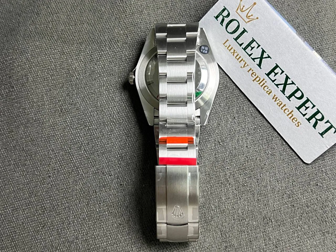 Superclone Oyster Perpetual 277200 pistaziengrünes Zifferblatt Schrägansicht