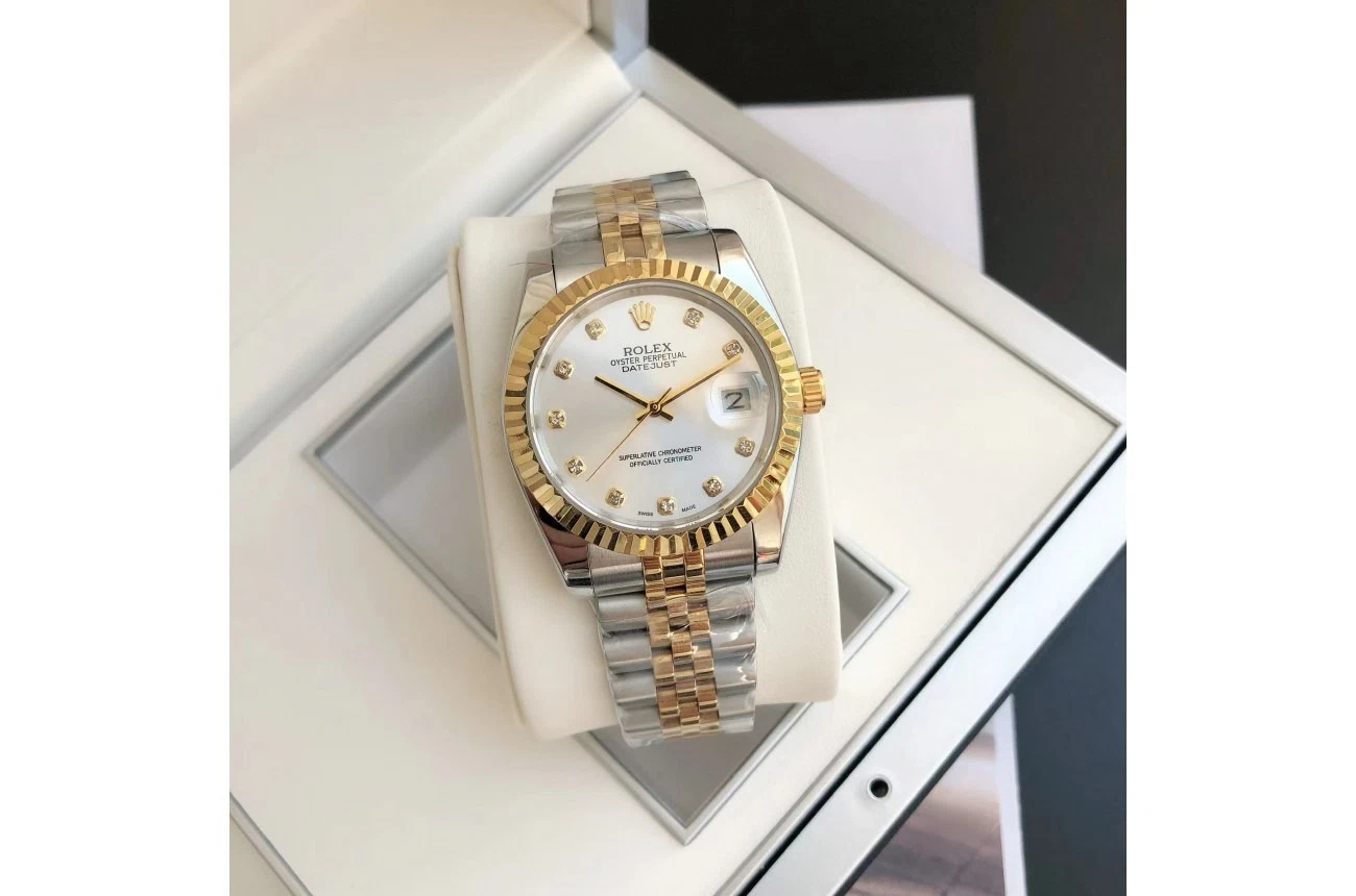 Datejust Roségold/Edelstahl Jubilee Silber/Diamantindizes Designdetail