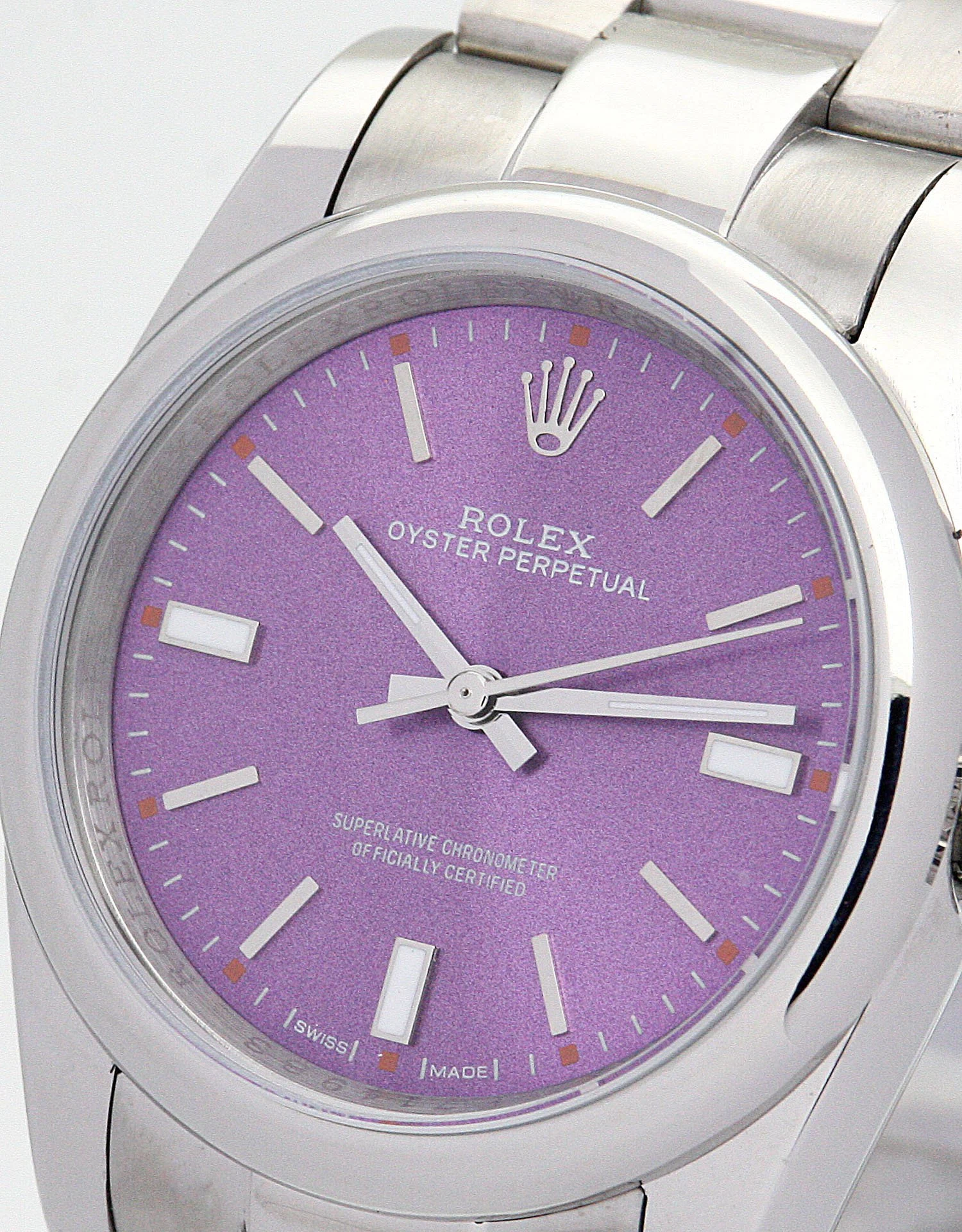 Oyster Perpetual Lady violettes Zifferblatt 177200 Schrägansicht