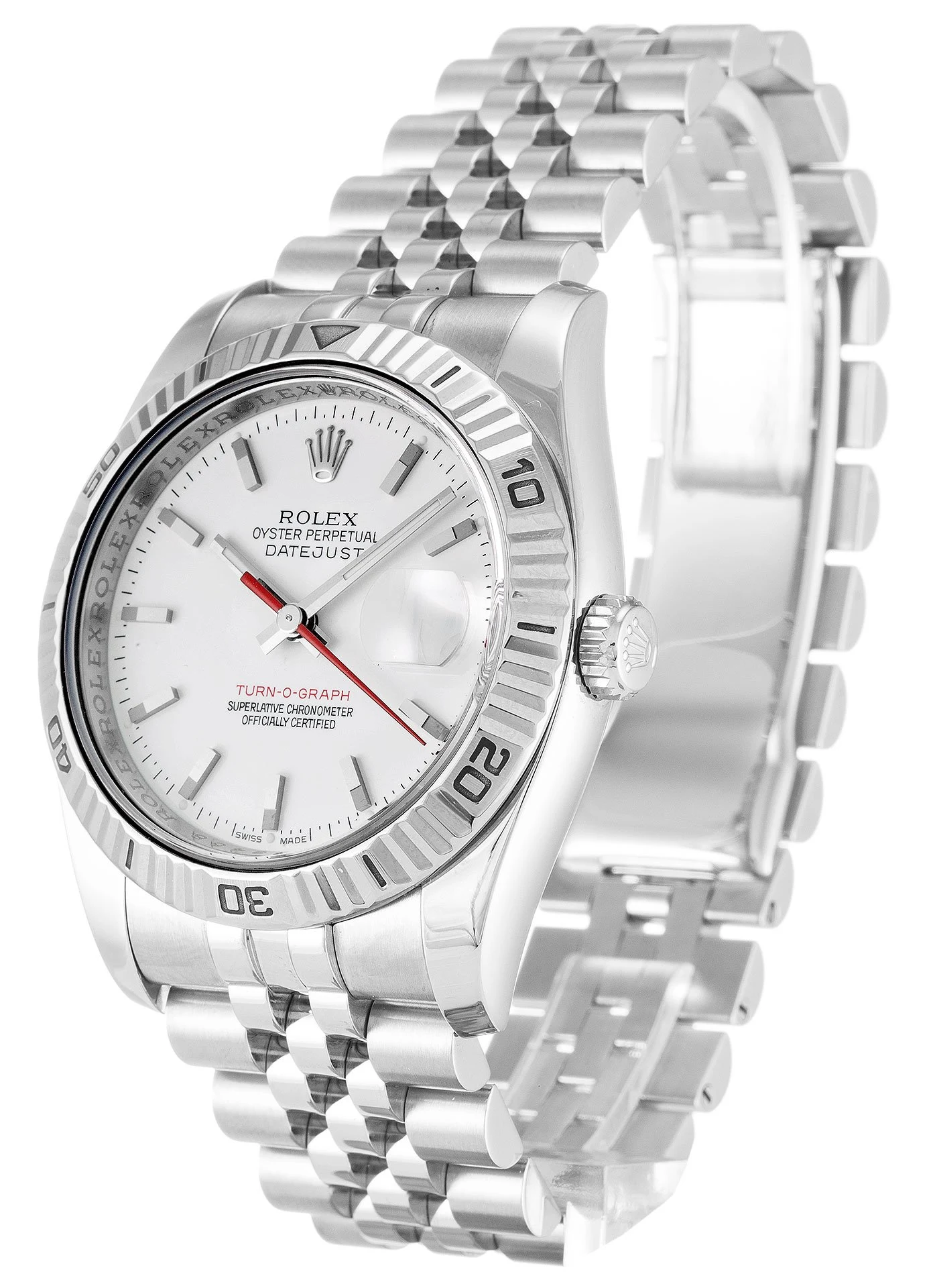 Datejust Turn-O-Graph weißes Zifferblatt 116264-2 Perspektivansicht