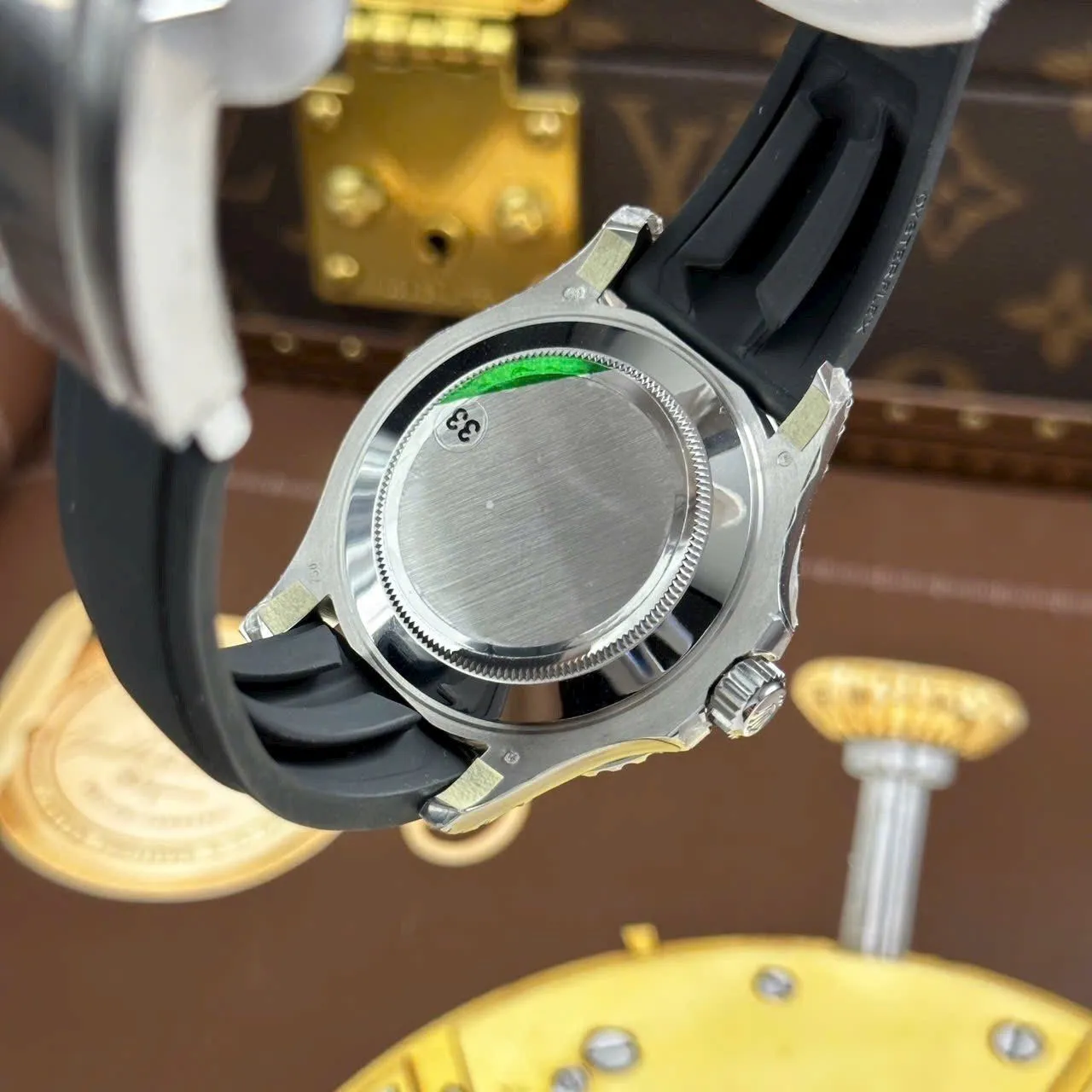 Yacht Master schwarzes Zifferblatt Schwarz Lünette OysterFlex Strap