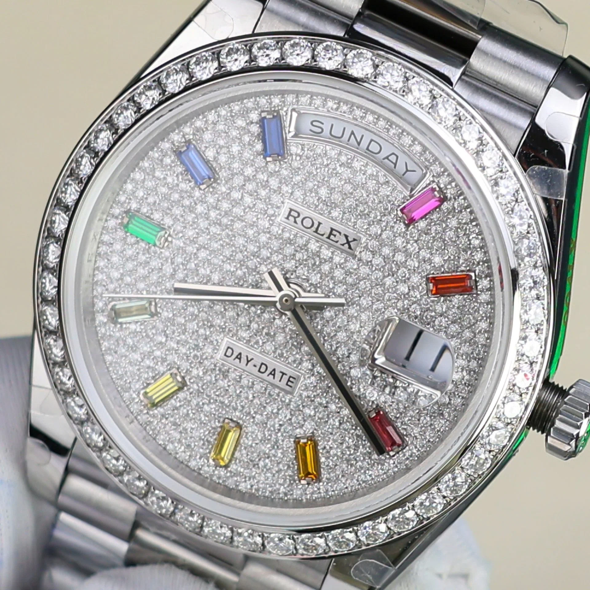 Rolex Day-Date mit Diamantbesatz-Pavé Zifferblatt 128349rbr-0006 36 mm – Superclone – Bild 5