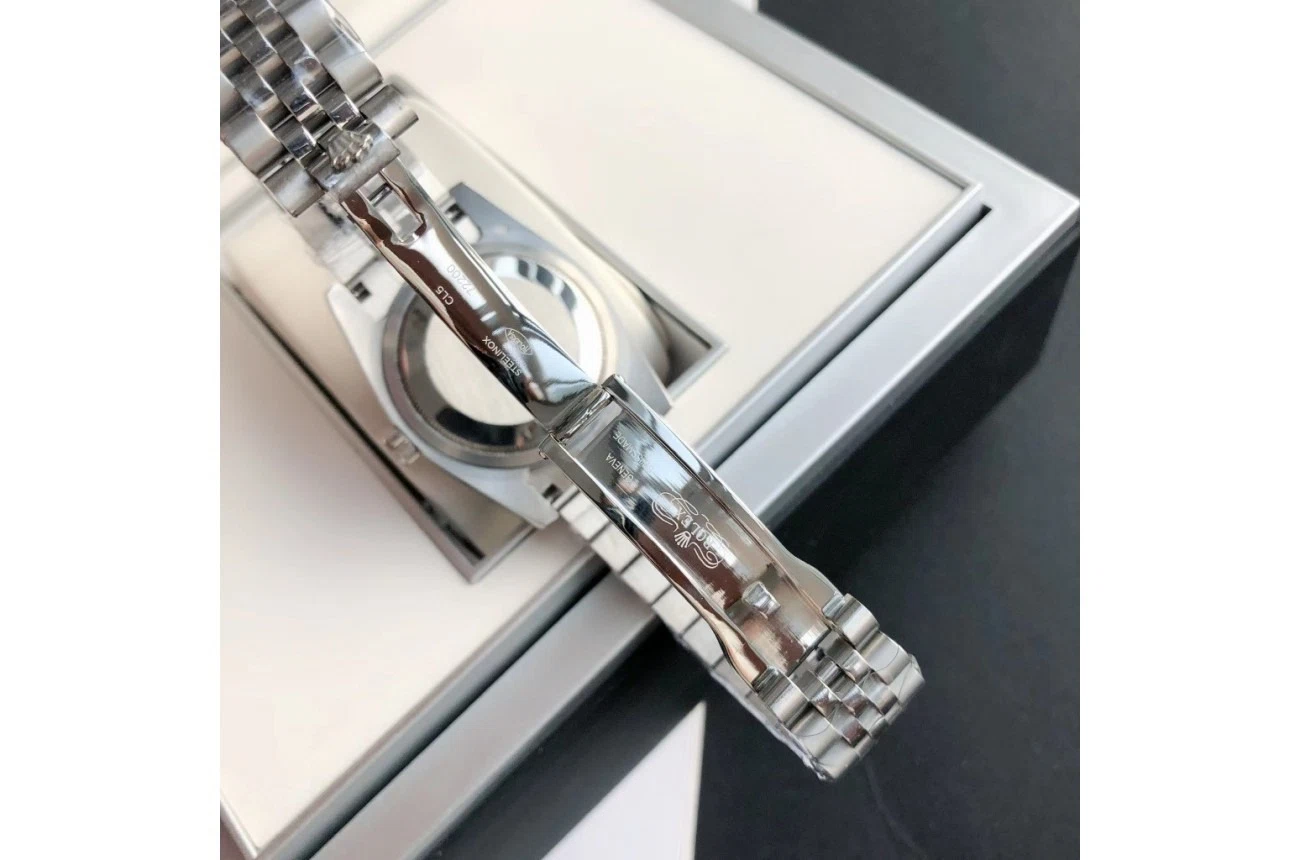 Datejust Edelstahl/Edelstahl Jubilee Grün/Diamantindizes Detailansicht