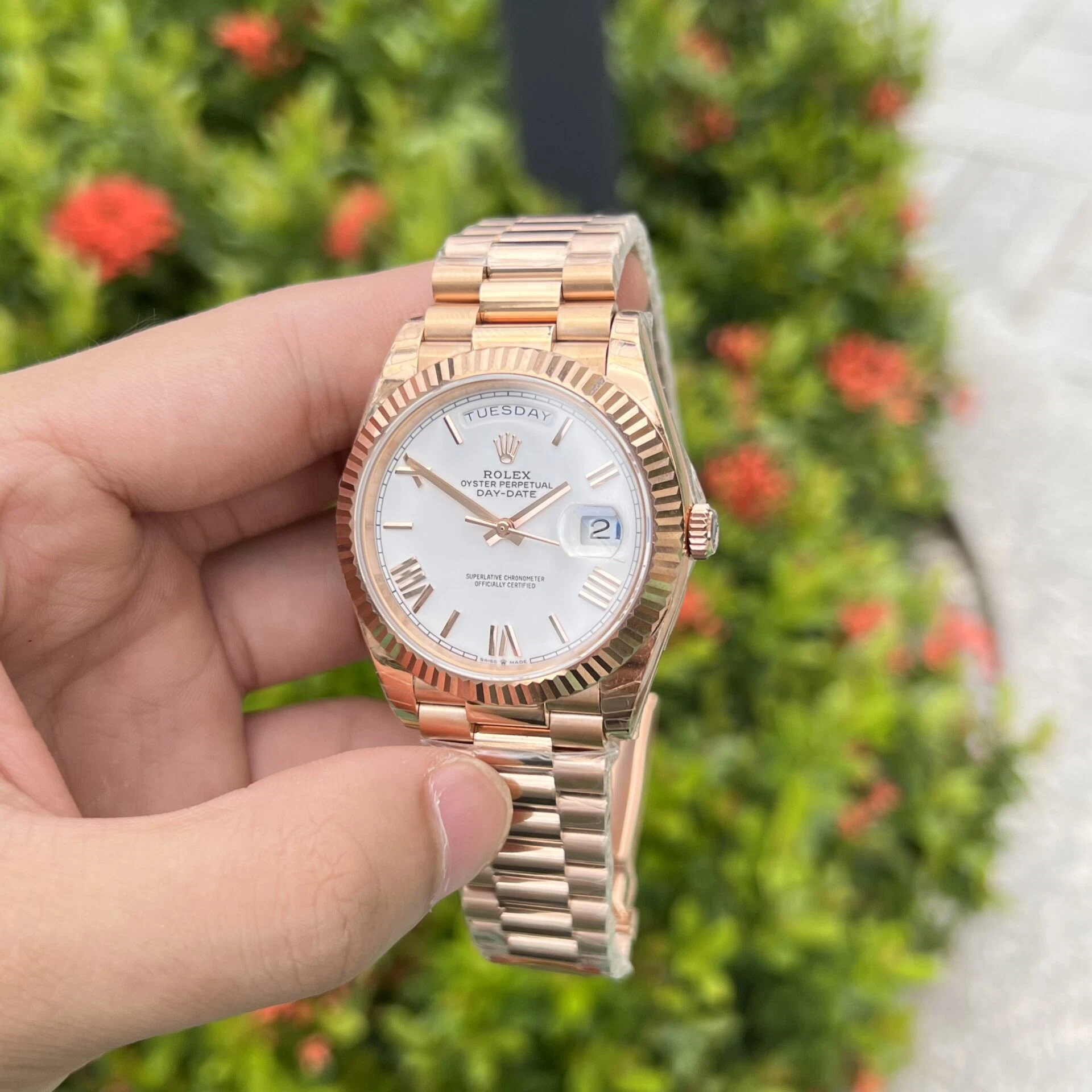 Rolex Day-Date weißes Zifferblatt 128235-0070 36 mm – Superclone – Bild 5