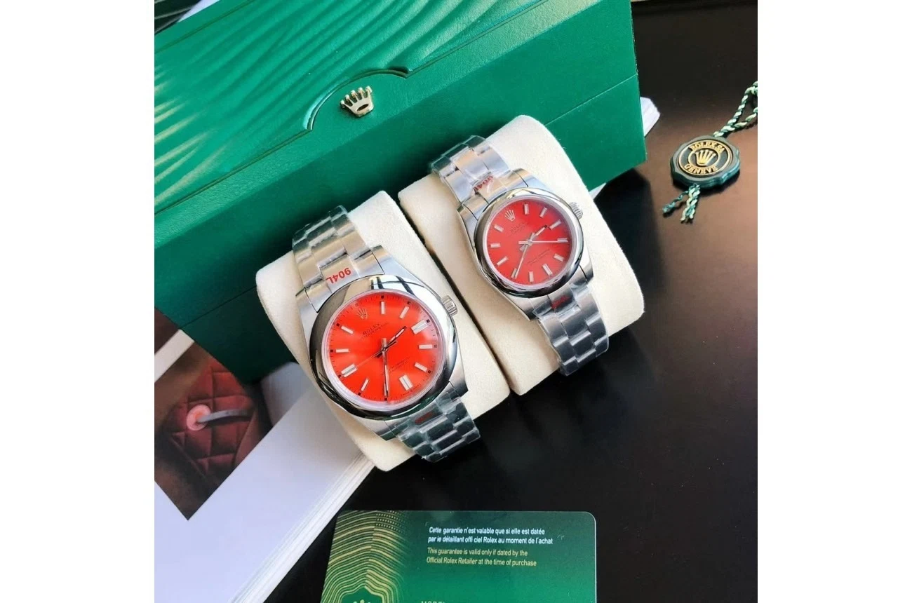 Oyster Perpetual Edelstahl/Edelstahl Rot/Stabindizes