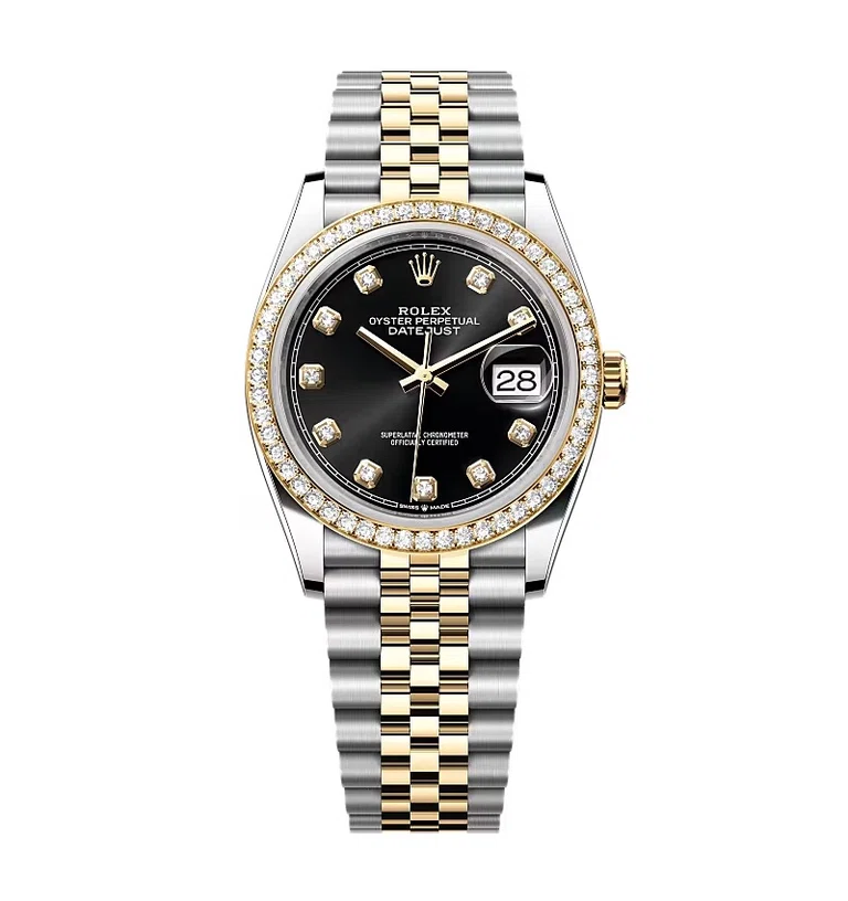Rolex Datejust schwarzes Zifferblatt mit Diamantbesatz 126283RBR-0007 36 mm