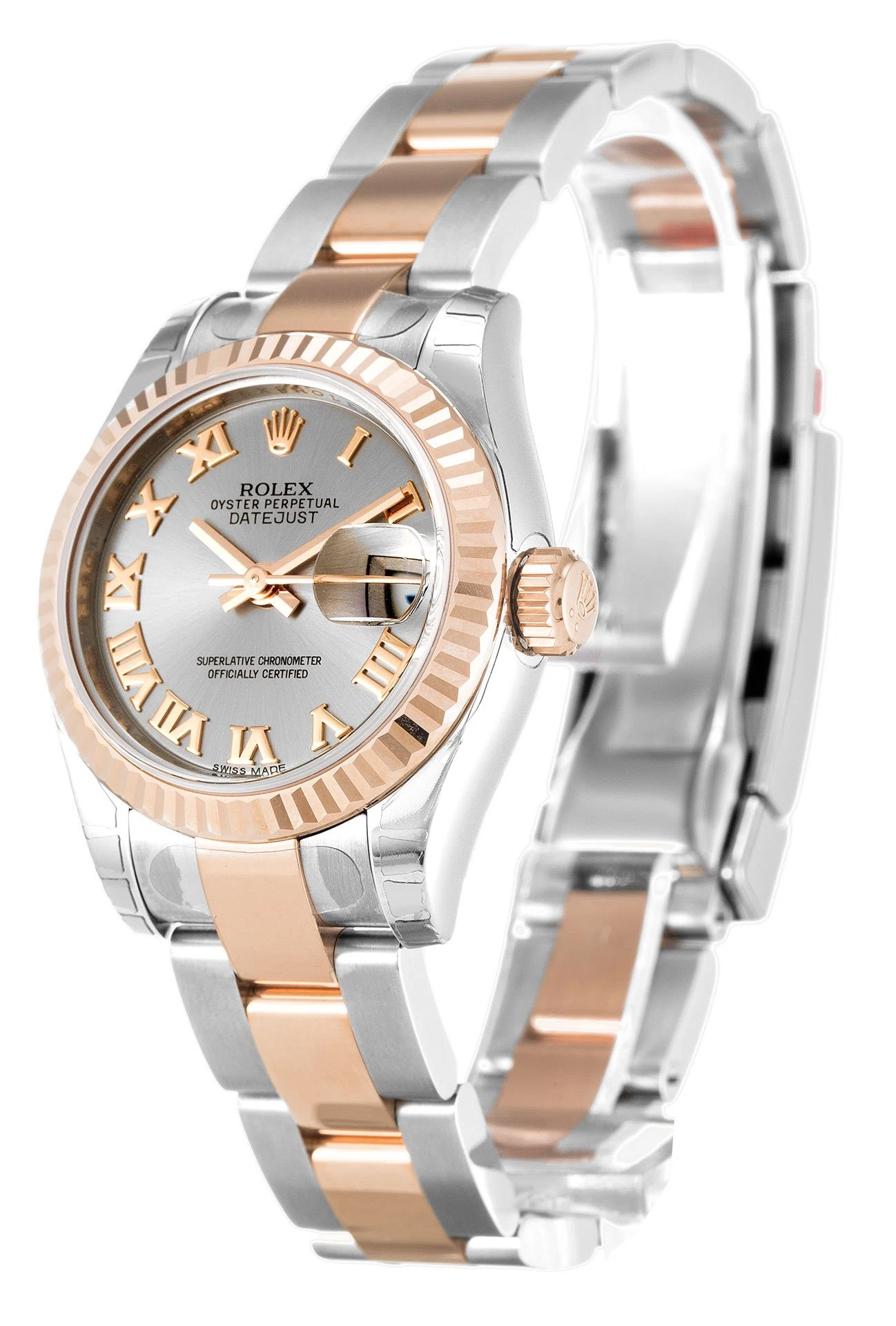 Lady-Datejust rhodiumfarbenes Zifferblatt 179171 Perspektivansicht
