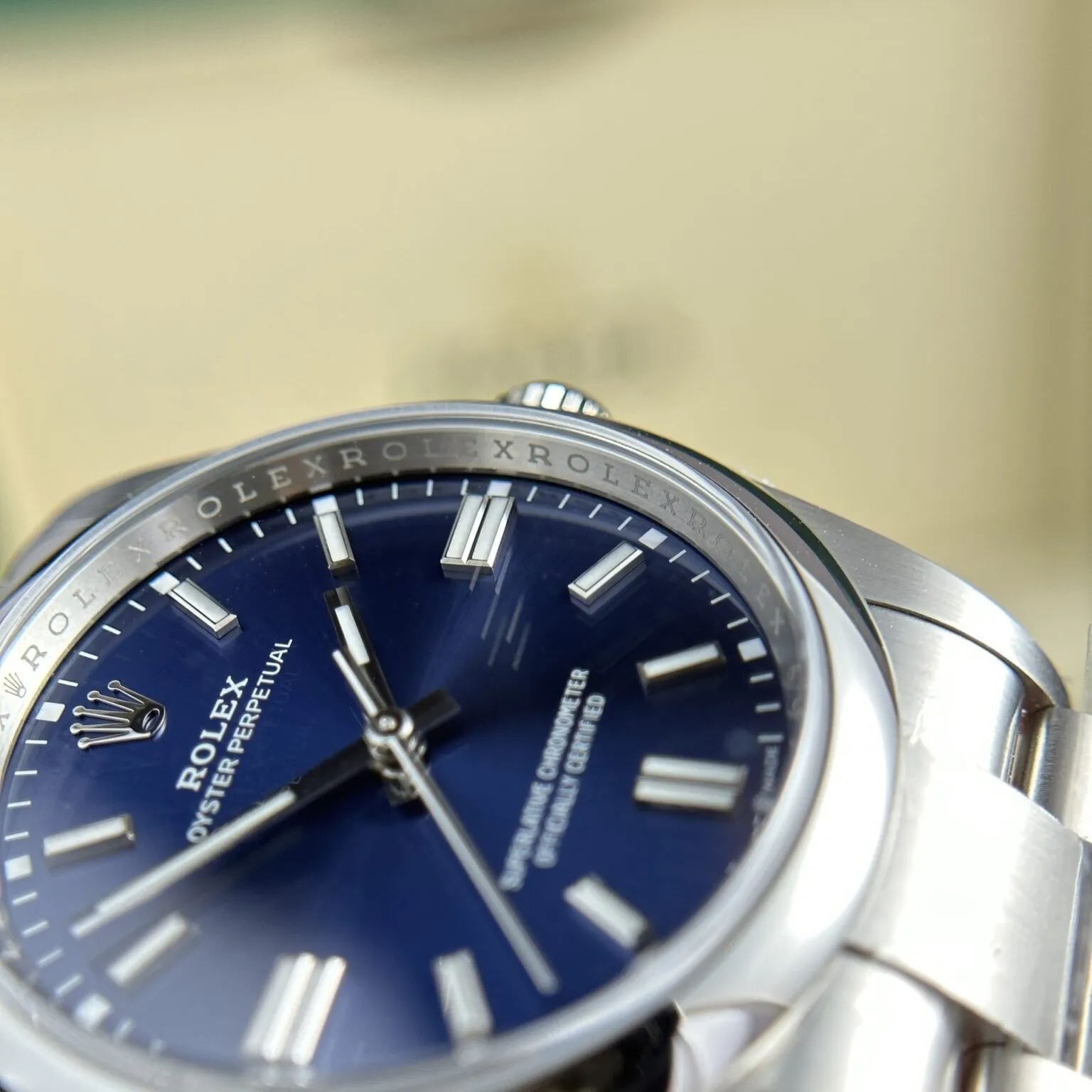 Oyster Perpetual blues Zifferblatt Oyster Armband