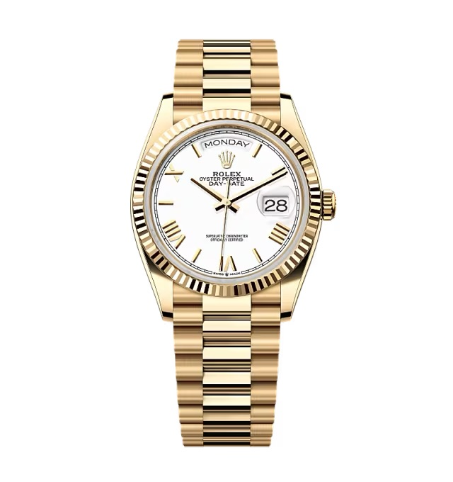 Rolex Day-Date weißes Zifferblatt 128238-0113 36 mm – Superclone