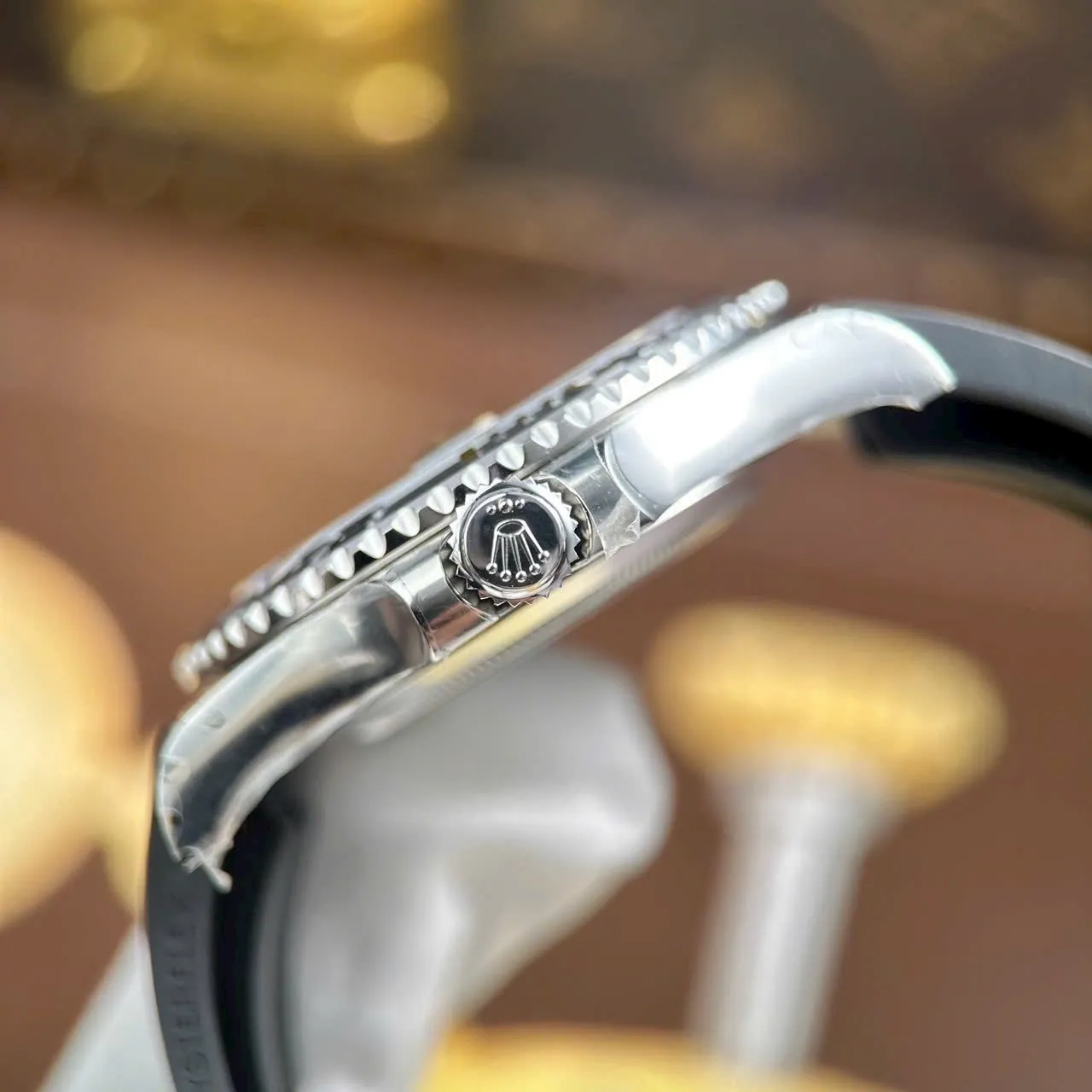 Yacht Master schwarzes Zifferblatt Schwarz Lünette OysterFlex Strap
