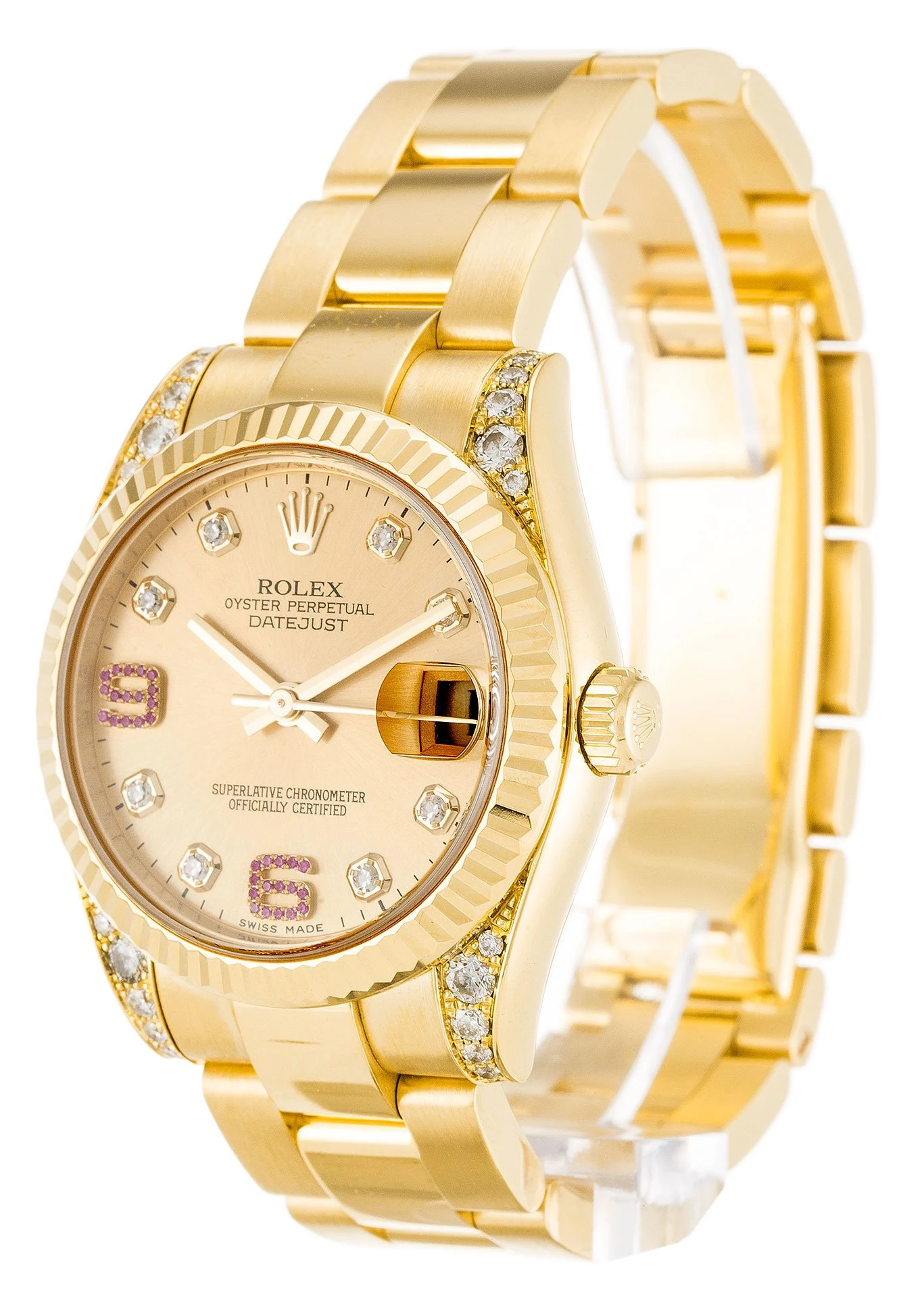 Datejust in mittlerer Größe champagnerfarbenes Zifferblatt 178238 Perspektivansicht