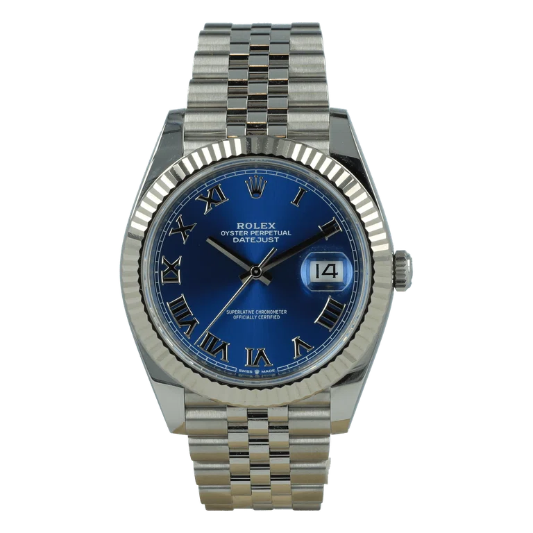 Datejust blaues Zifferblatt 126334 Jubilee mit römischen Indizes Dials
