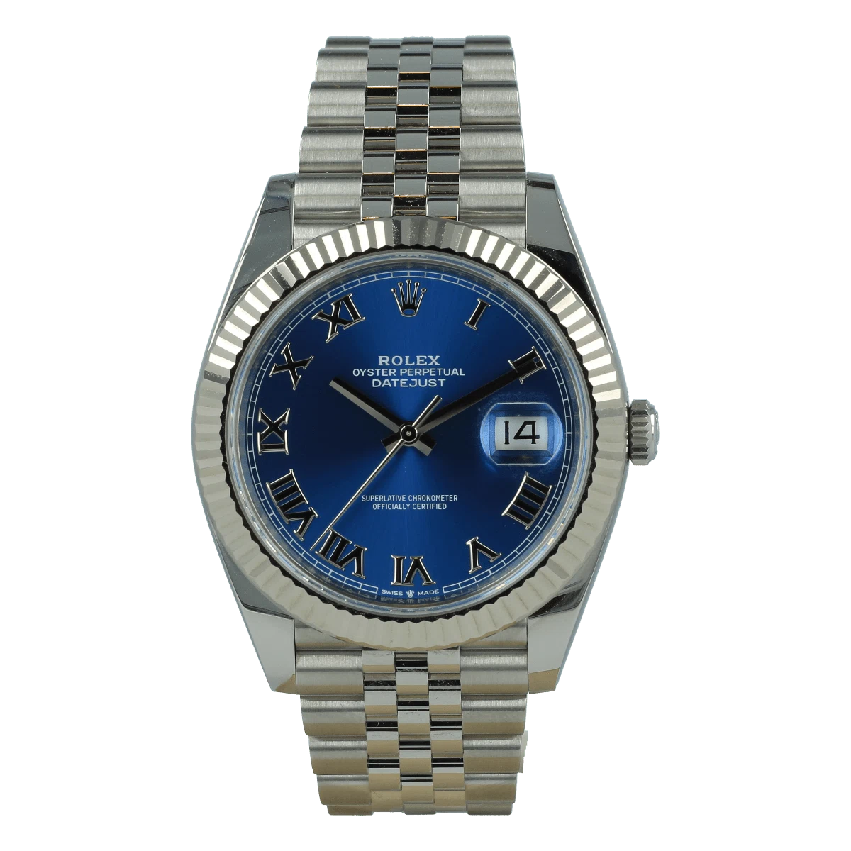 Datejust blaues Zifferblatt 126334 Jubilee mit römischen Indizes Dials