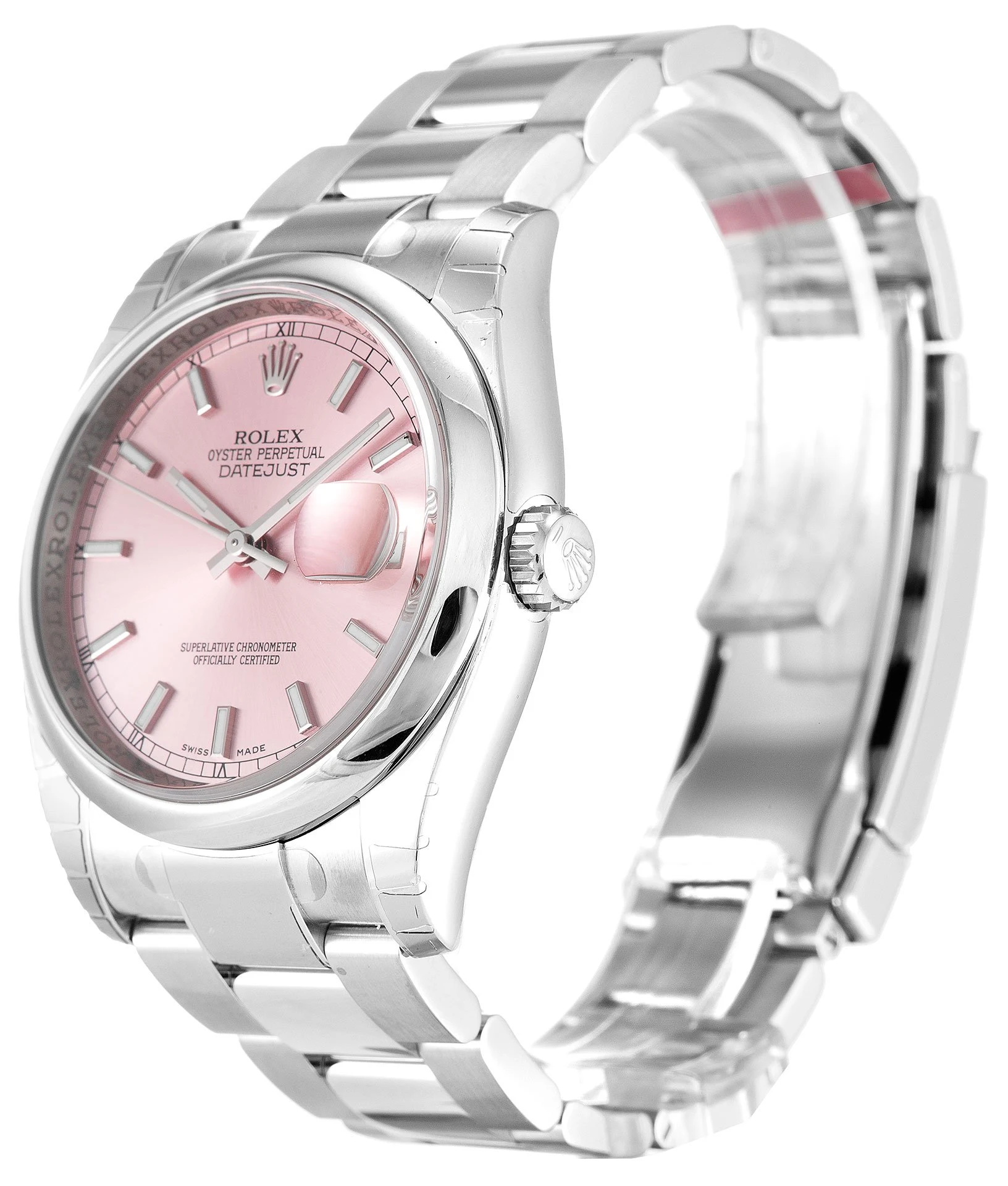 Datejust rosafarbenes Zifferblatt 116200 Perspektivansicht