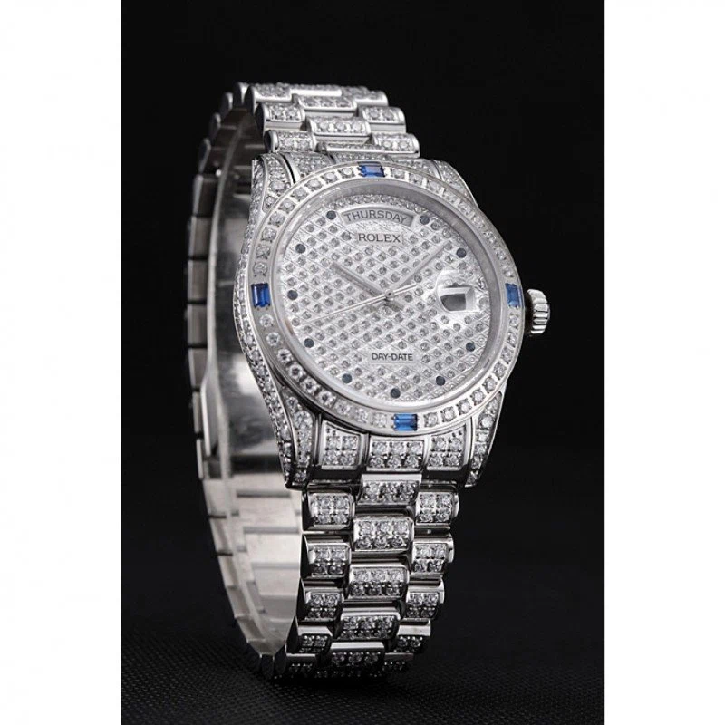 Superclone Day-Date Zifferblatt mit Diamantbesatz 621613 Perspektivansicht
