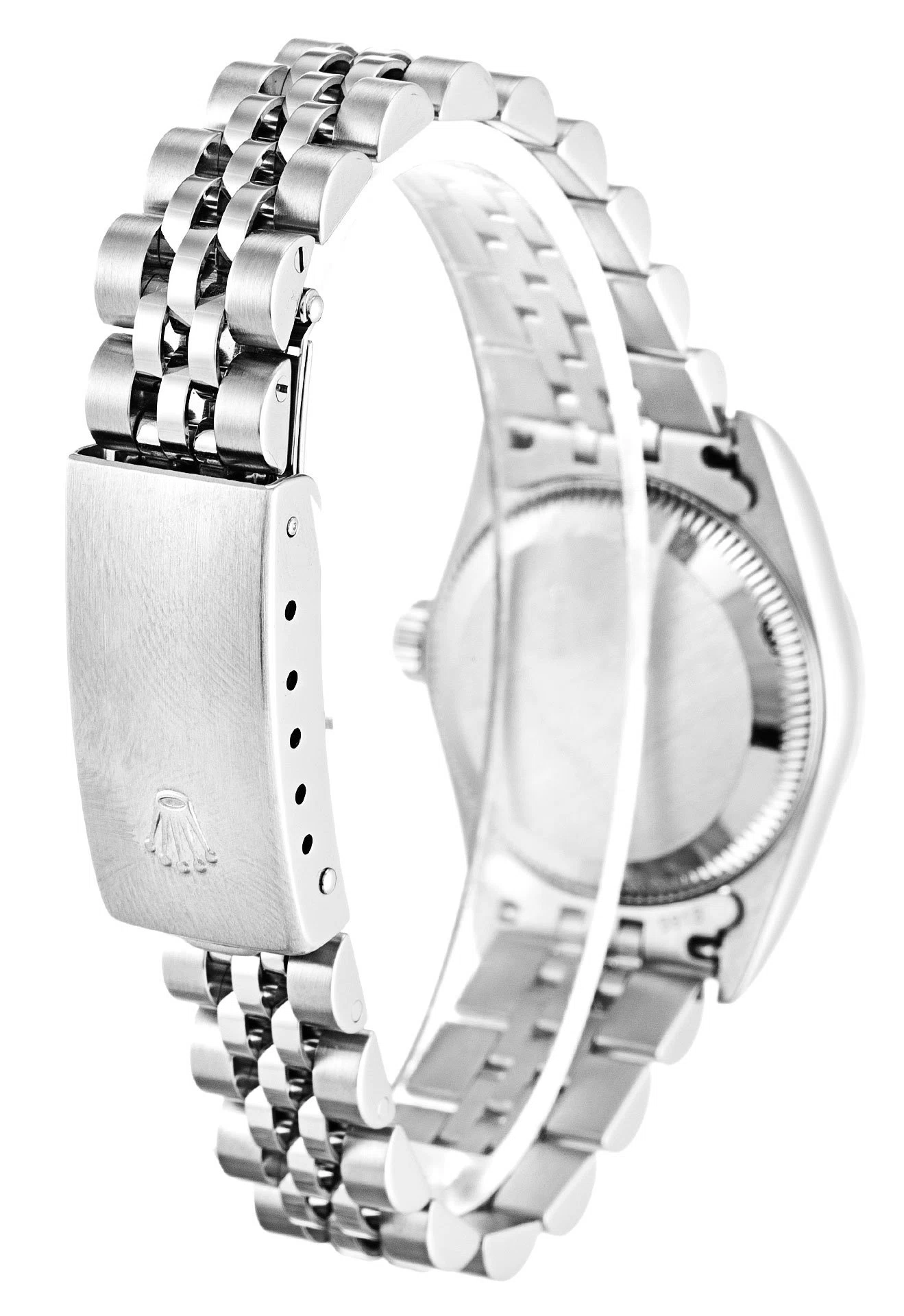Oyster Perpetual Lady lachsfarbenes Zifferblatt 76094 Schrägansicht
