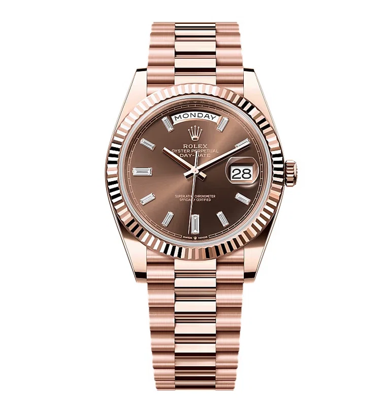 Rolex Day-Date schokoladenbraunes Zifferblatt mit Diamantbesatz 228235-0003 40 mm – Superclone