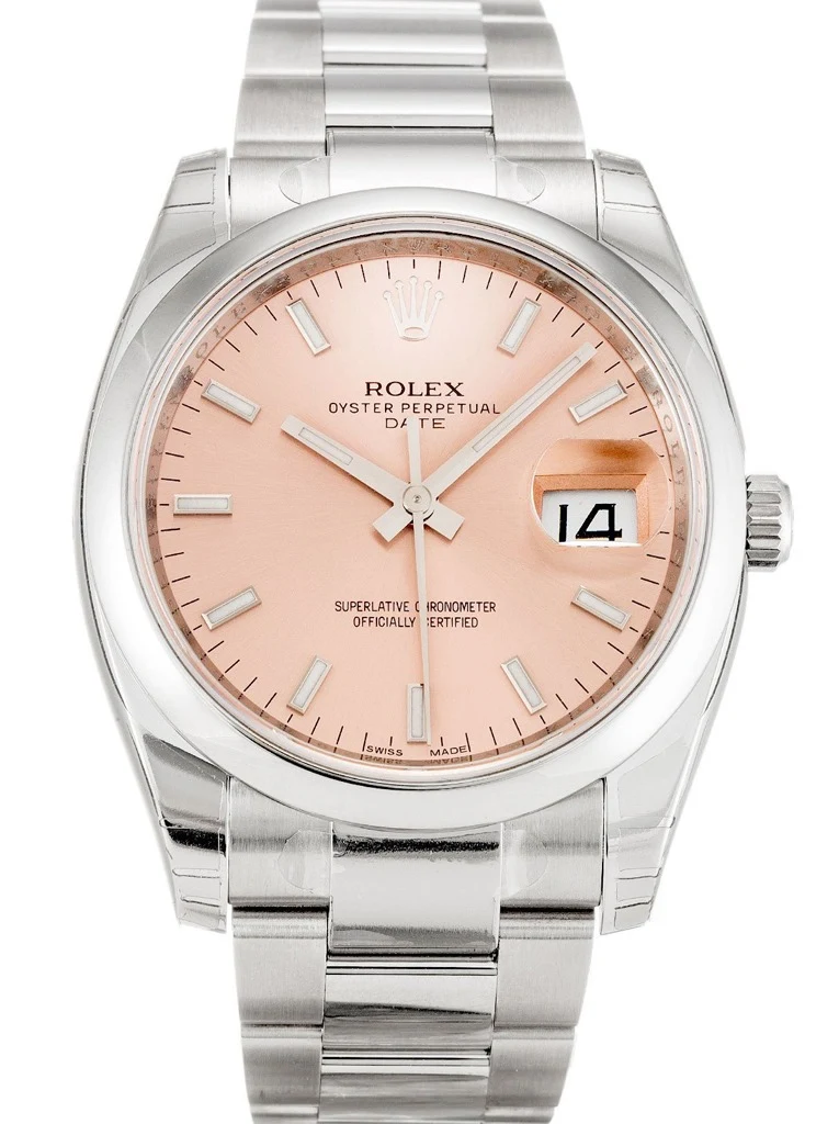 Oyster Perpetual Date lachsfarbenes Zifferblatt 115200