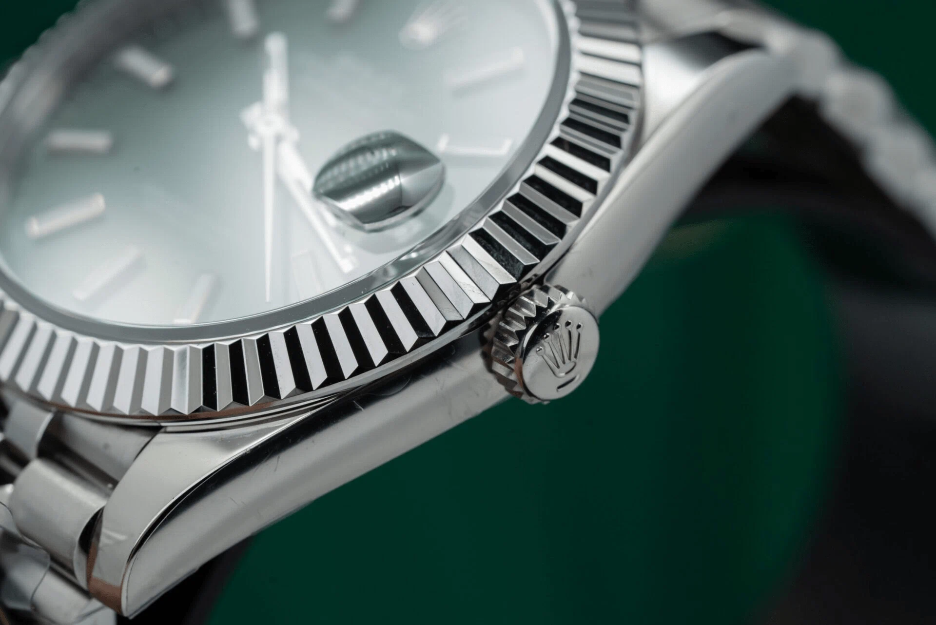 Datejust mintgrünes Zifferblatt Geriffelt Lünette Jubilee Armband