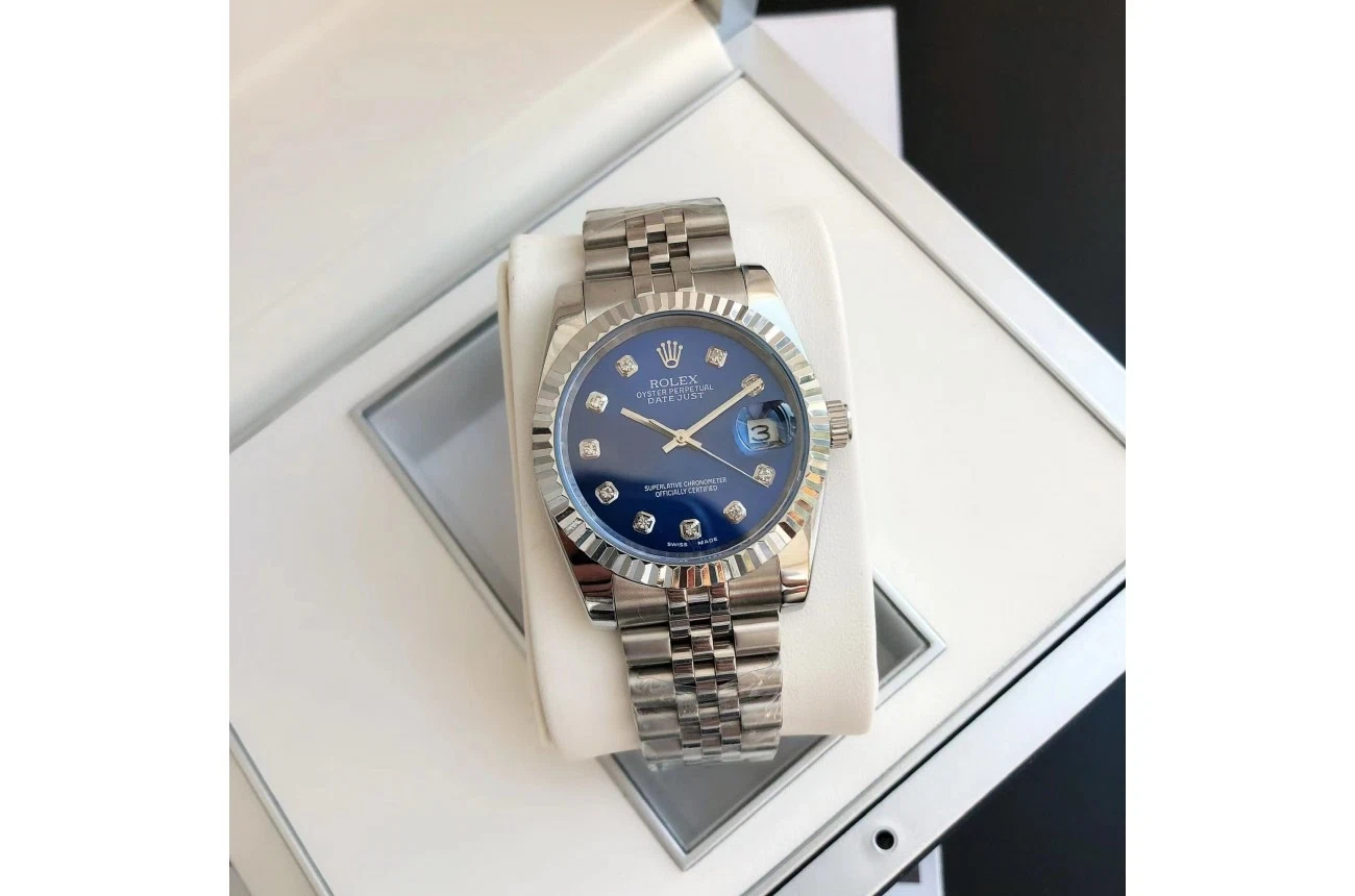 Datejust Edelstahl/Edelstahl Jubilee Blau/Zifferblatt Designdetail