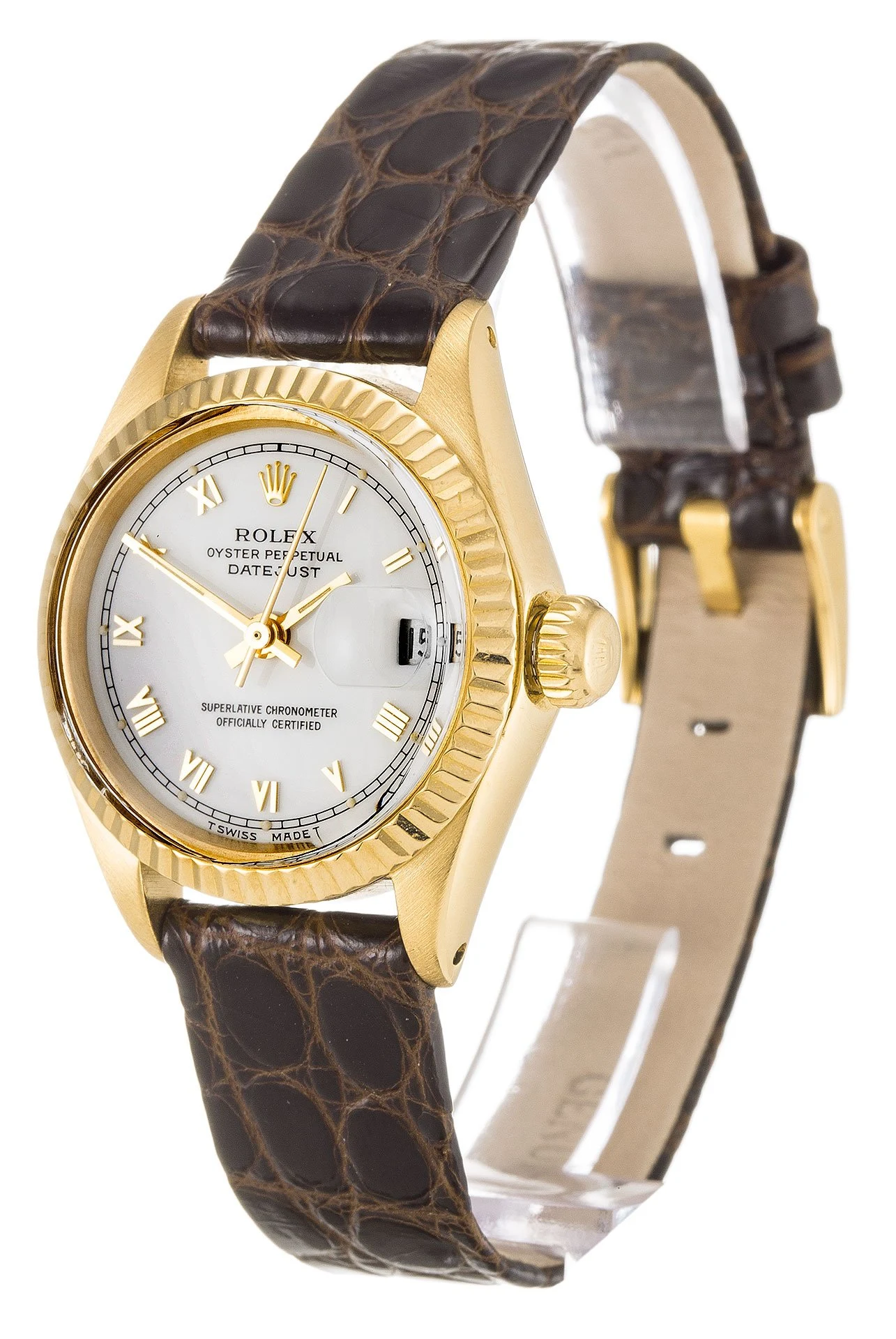 Lady-Datejust weißes Zifferblatt 6916 Perspektivansicht