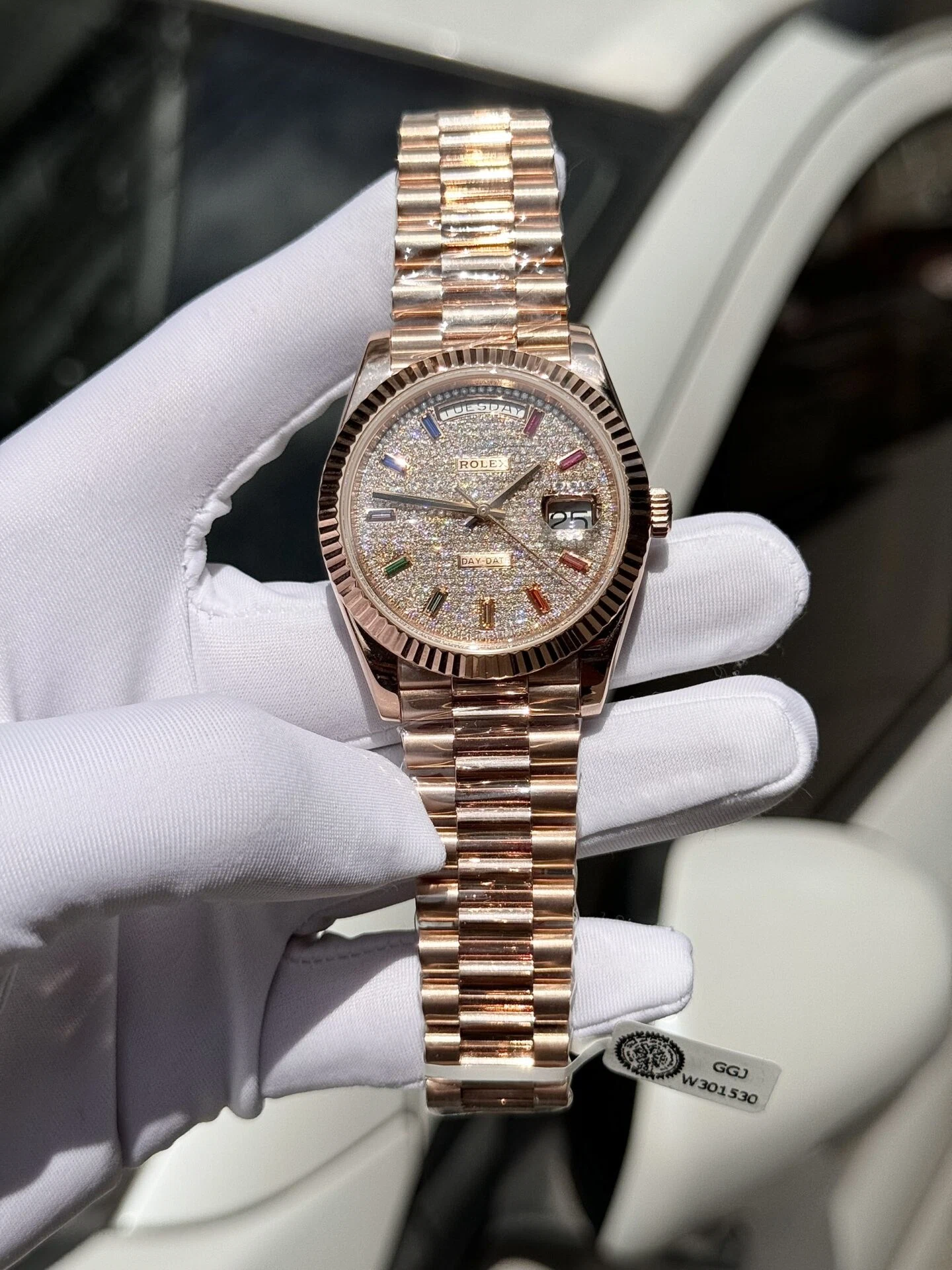 Rolex Day-Date mit Diamantbesatz-Pavé Zifferblatt 128235-0039 36 mm – Superclone – Bild 2