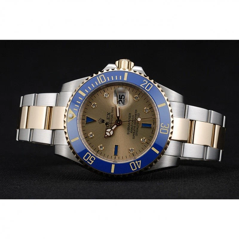 Submariner goldfarbenes Zifferblatt rl55 Designdetail