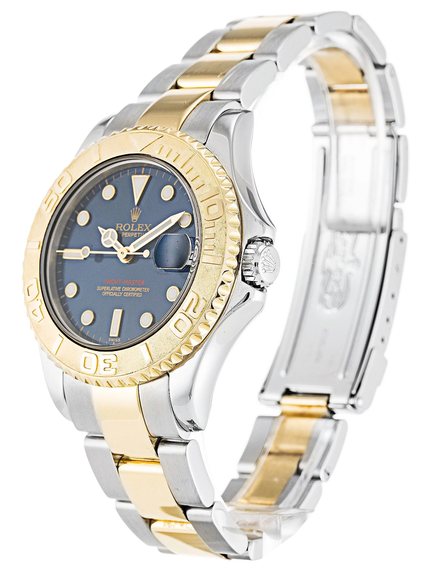 Yacht-Master blaues Zifferblatt 168623 Perspektivansicht